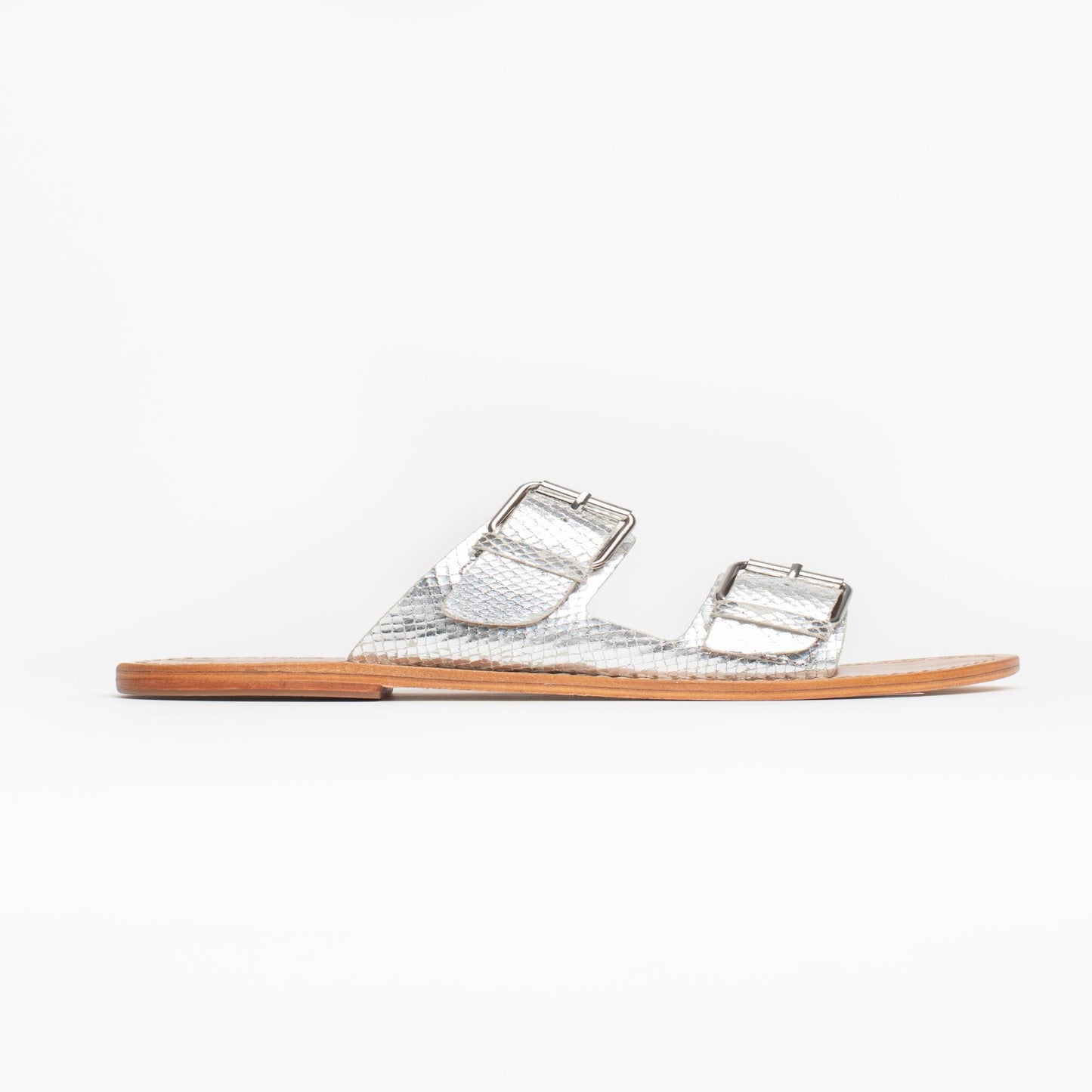 ANCOLIE sandales en cuir silver snake