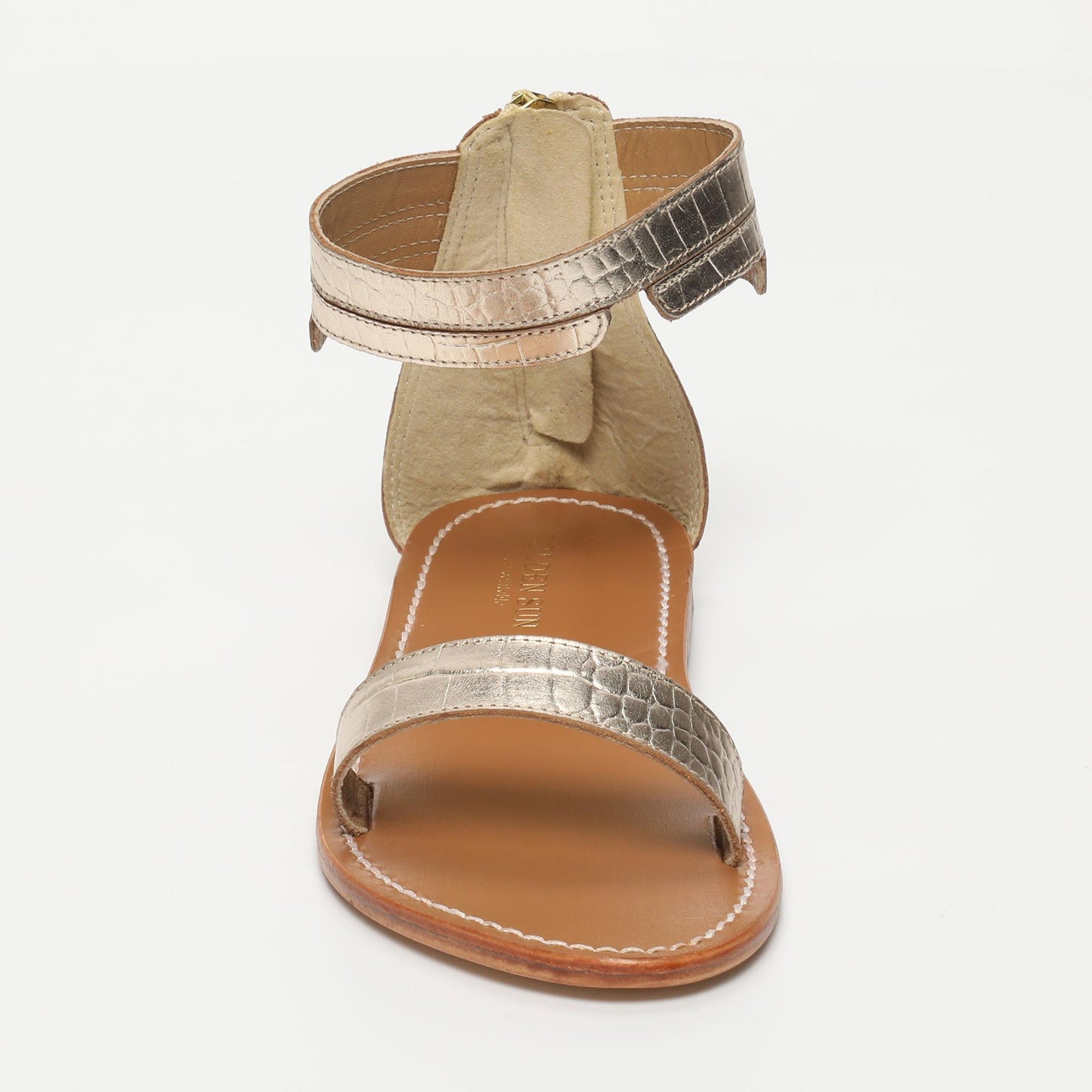 ASTER sandales en cuir lt gold croco