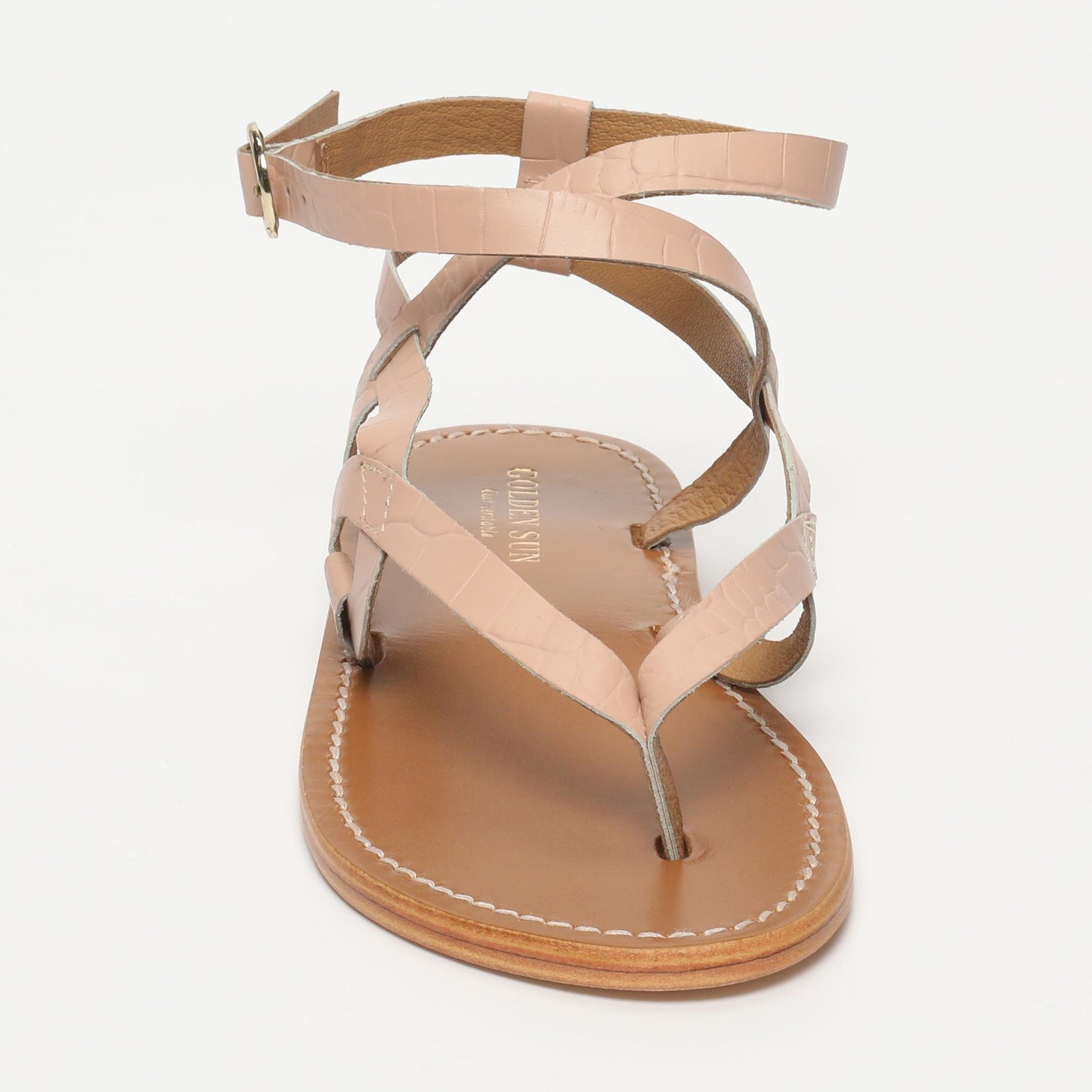 DASTAN sandales en cuir nude croco