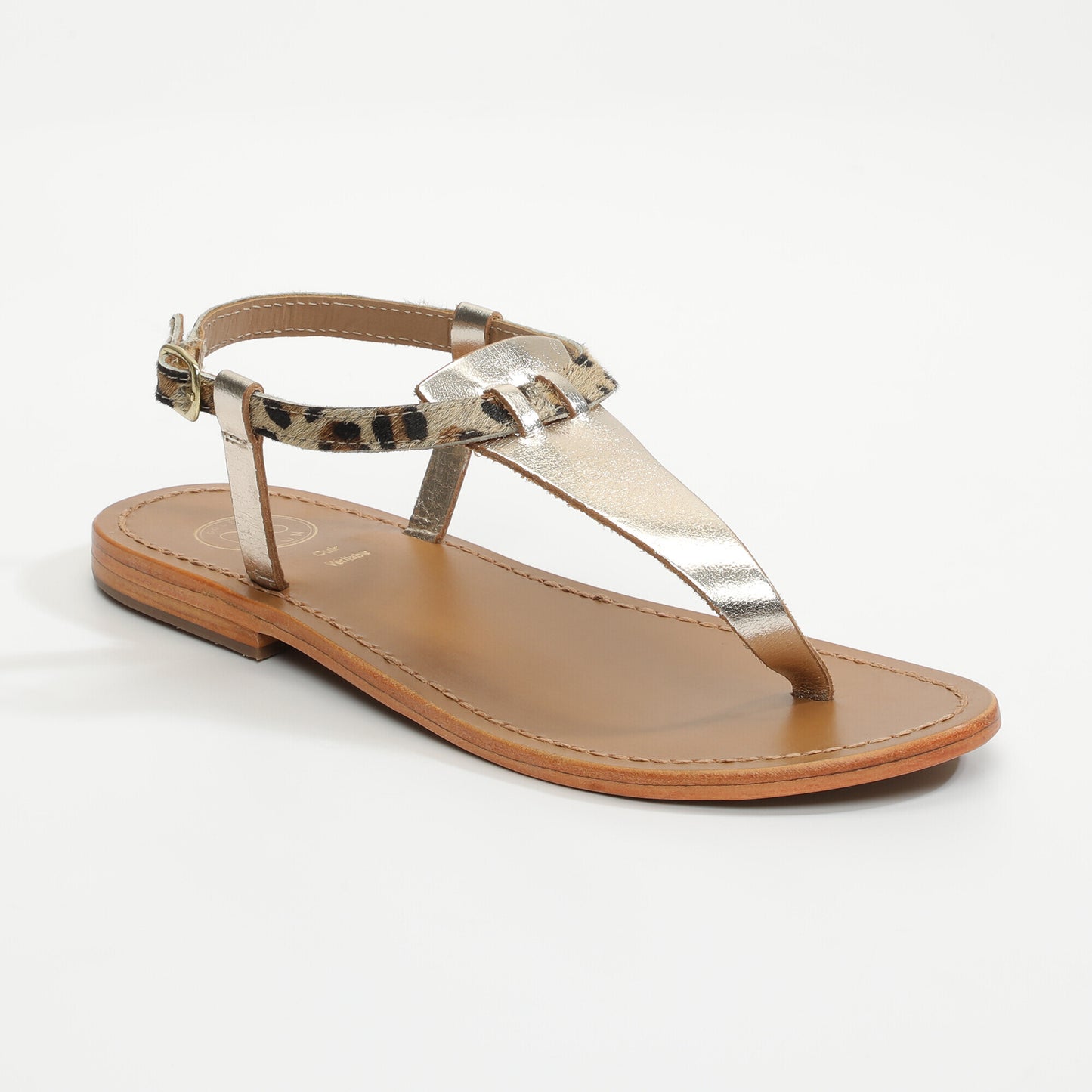 PALMETTO sandales en cuir gold + leopard
