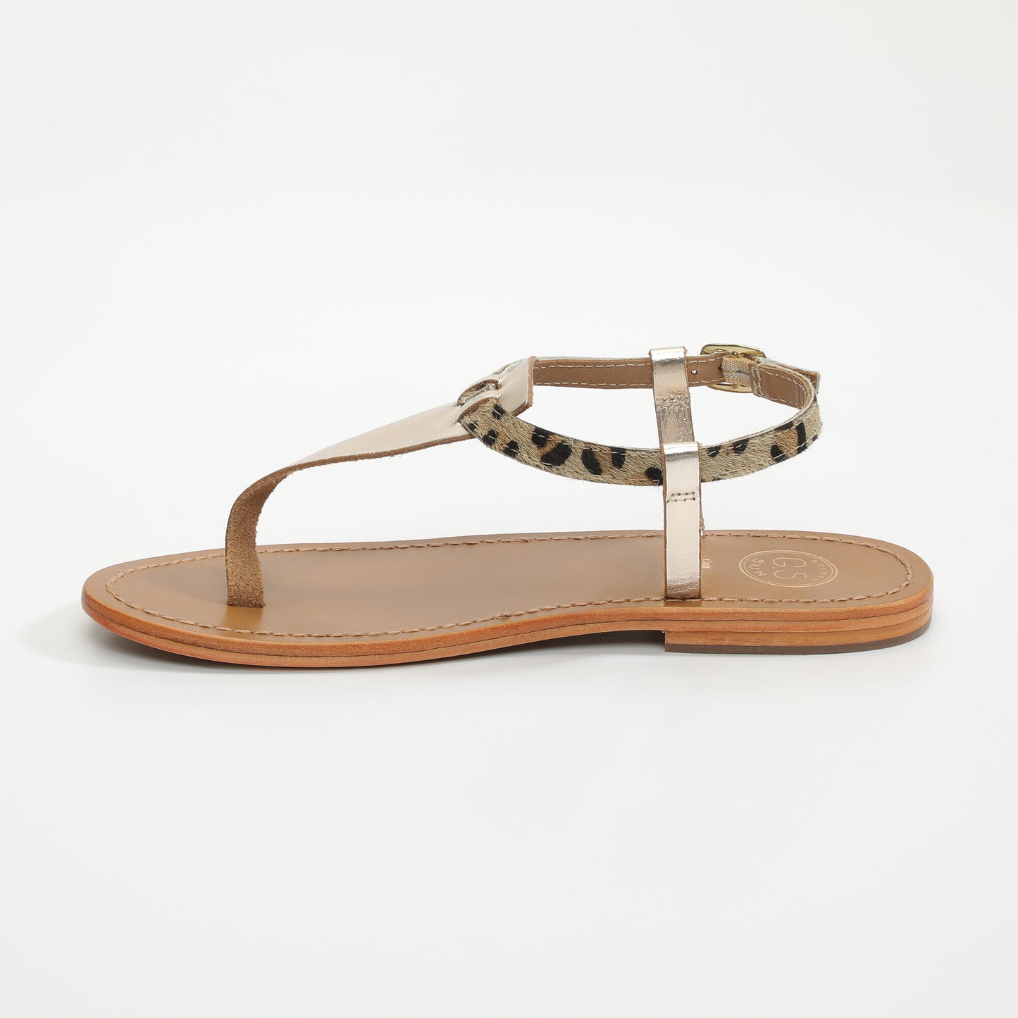 PALMETTO sandales en cuir gold + leopard