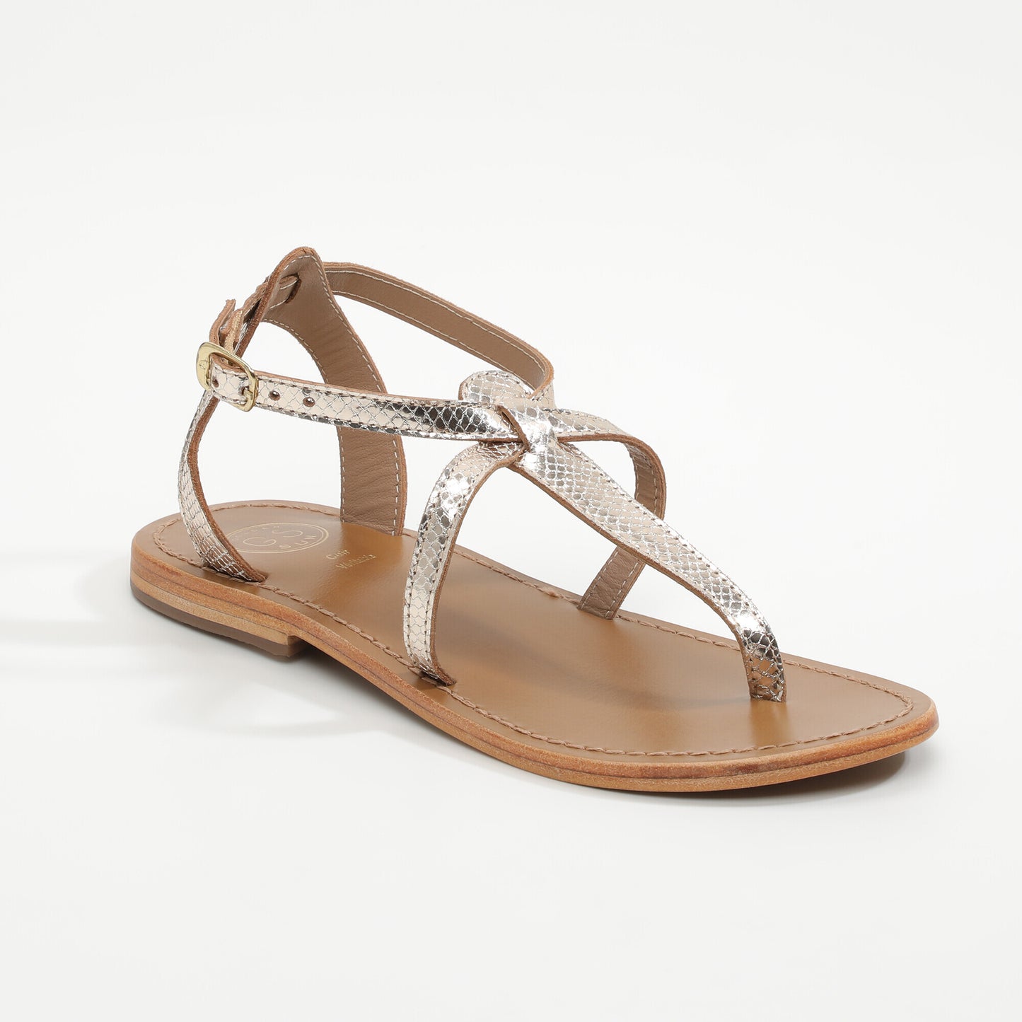 LAUDERDALE sandales en cuir gold snake