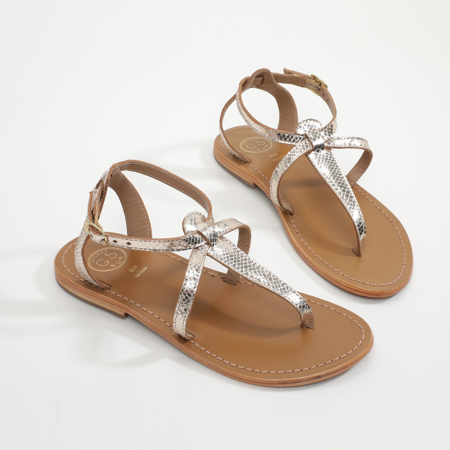LAUDERDALE sandales en cuir gold snake