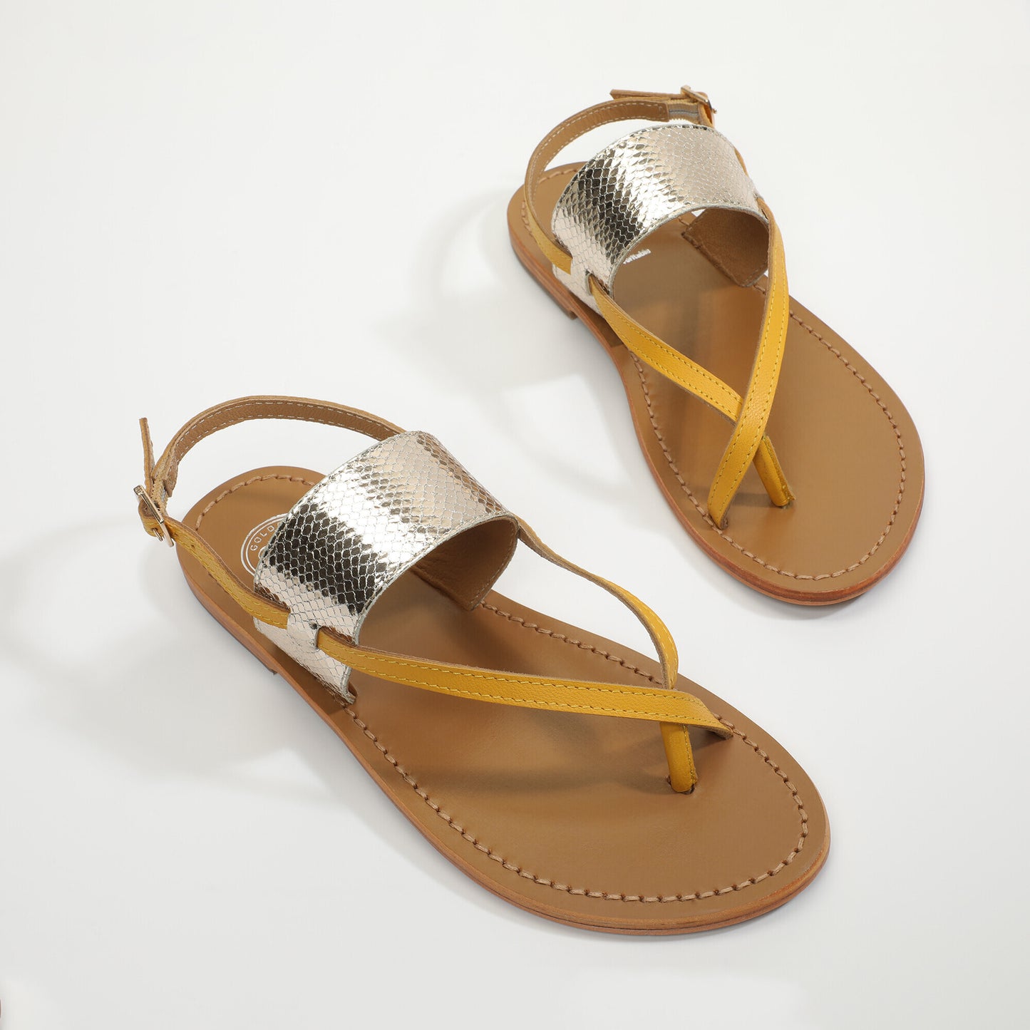 BERKELEY sandales en cuir gold + yellow