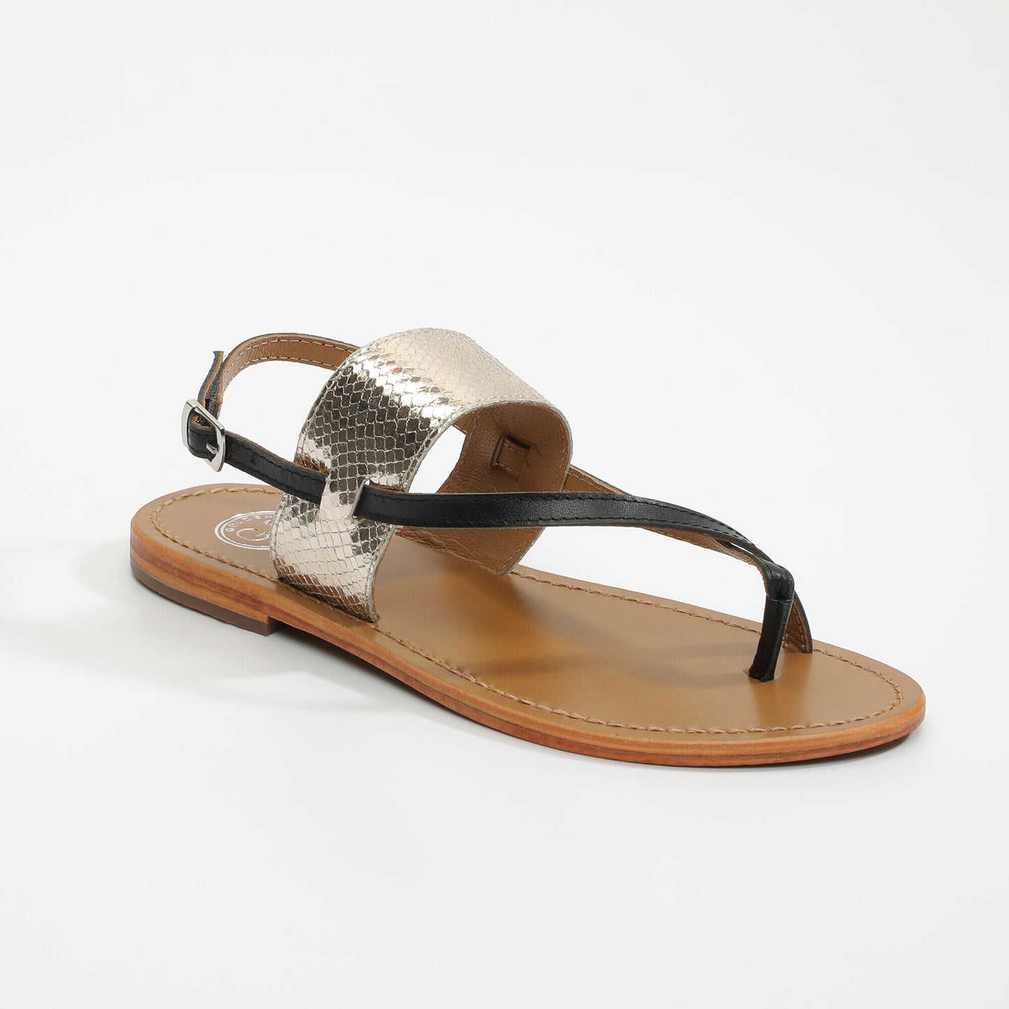 BERKELEY sandales en cuir gold + black