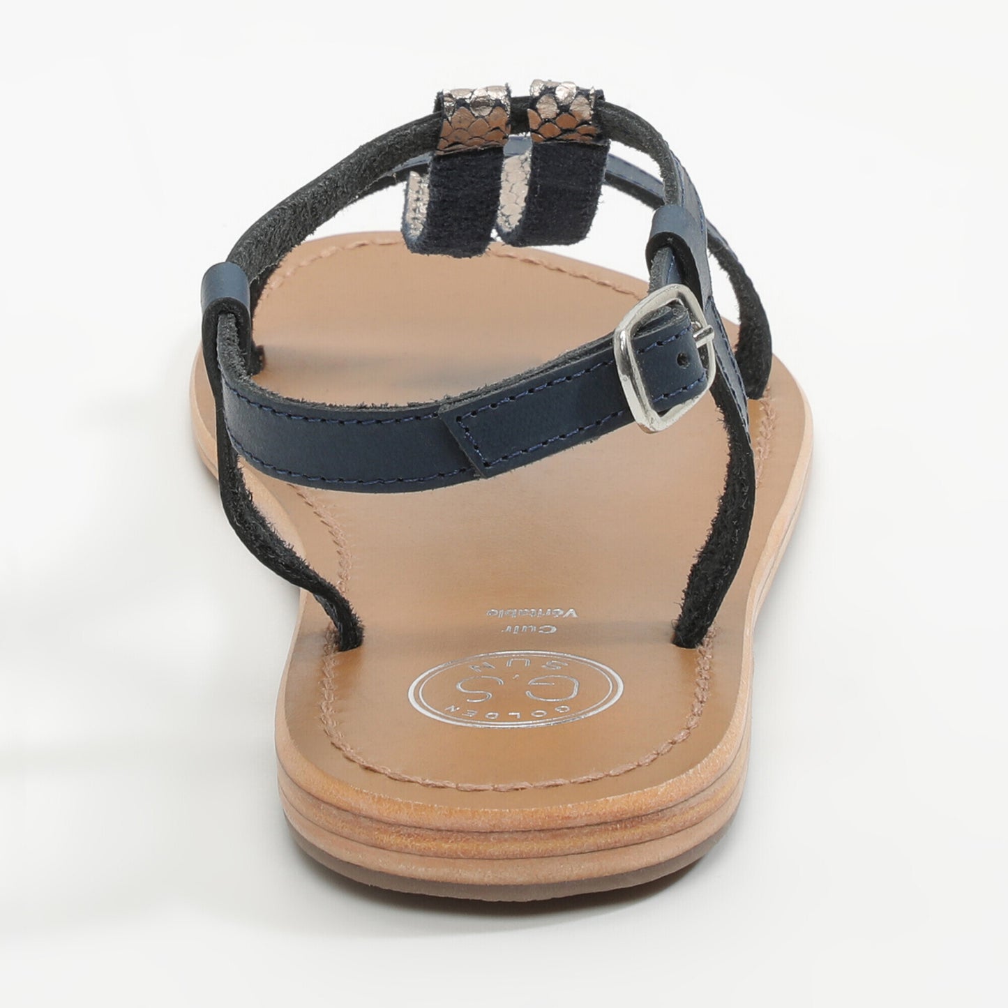 ESPIREA sandales en cuir navy + silver