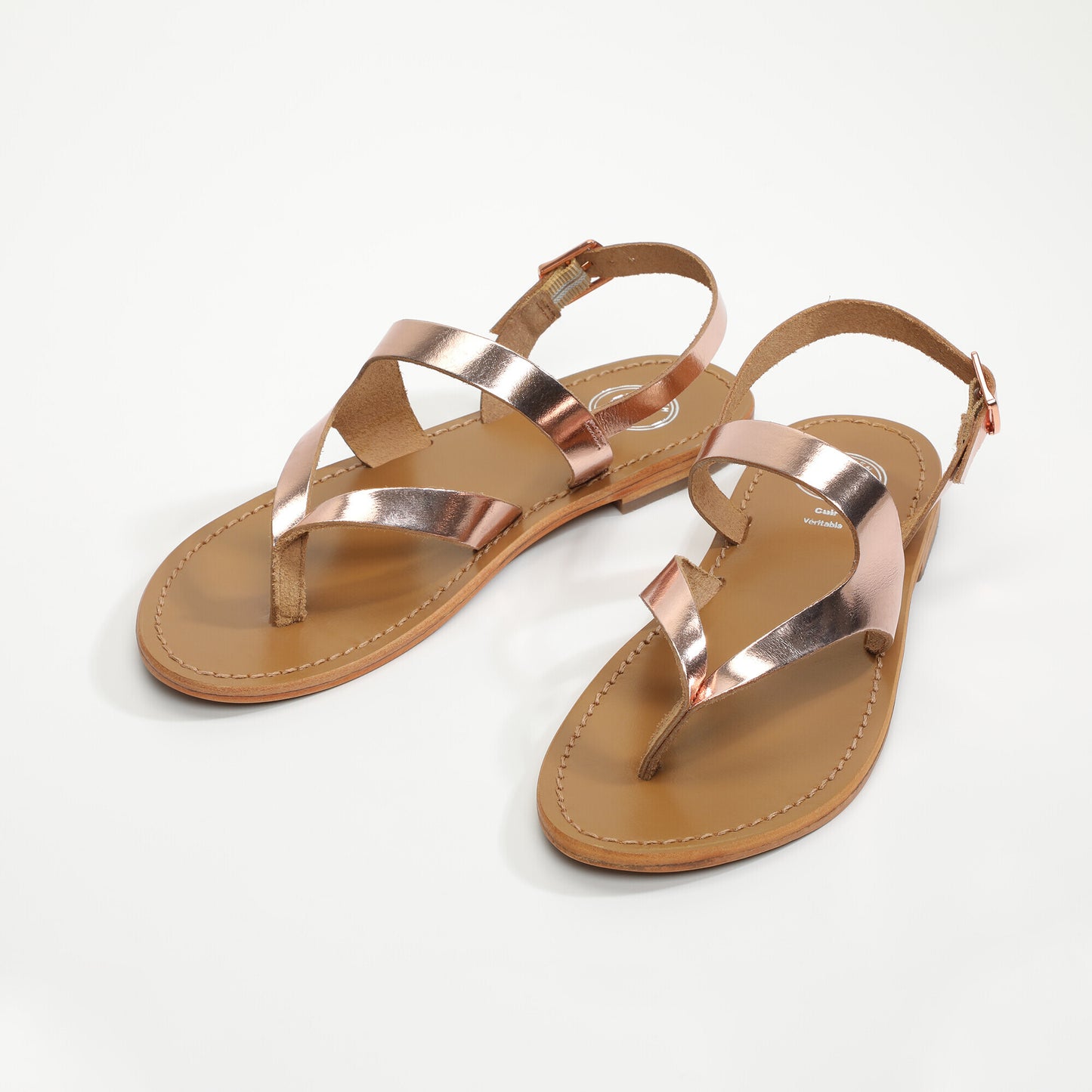 NAOREO sandales en cuir pink gold