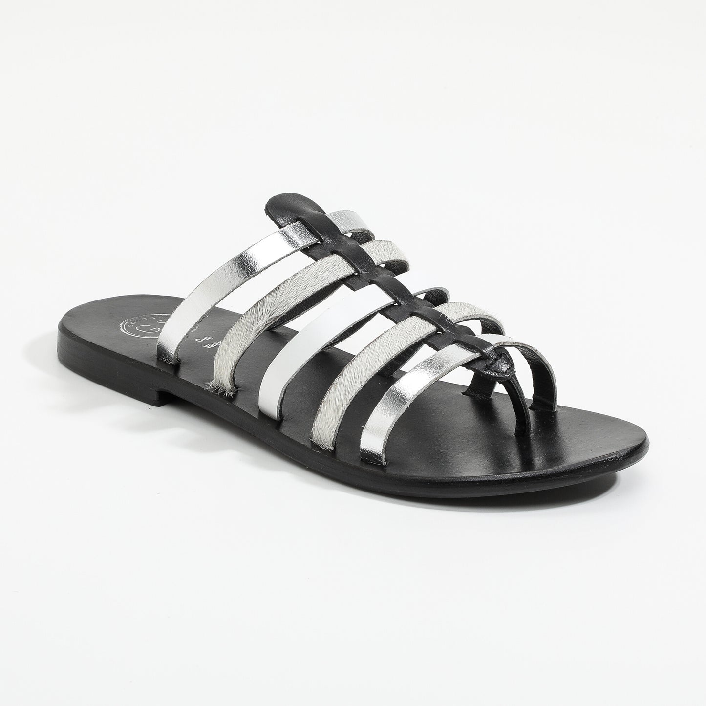 GARDENIA sandales en cuir white + silver + black