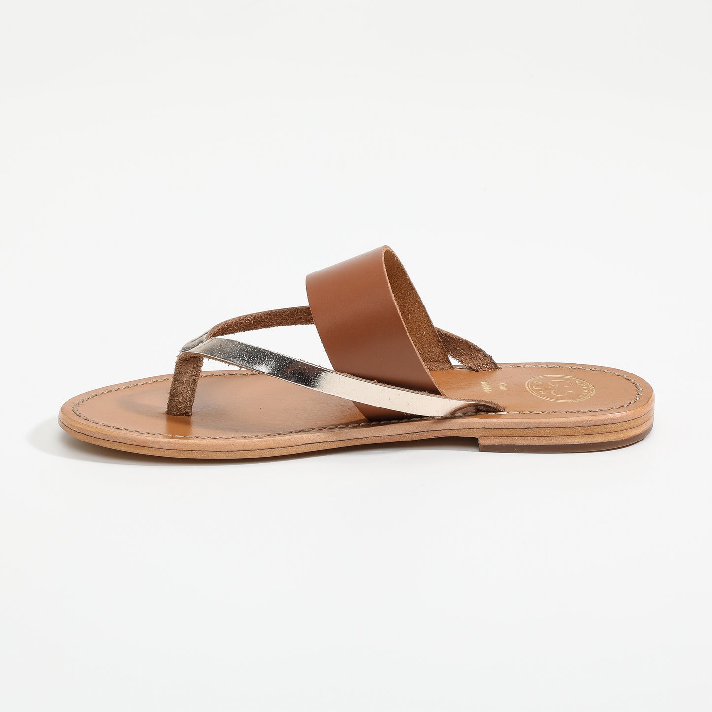 HOLLIS sandales en cuir camel + gold