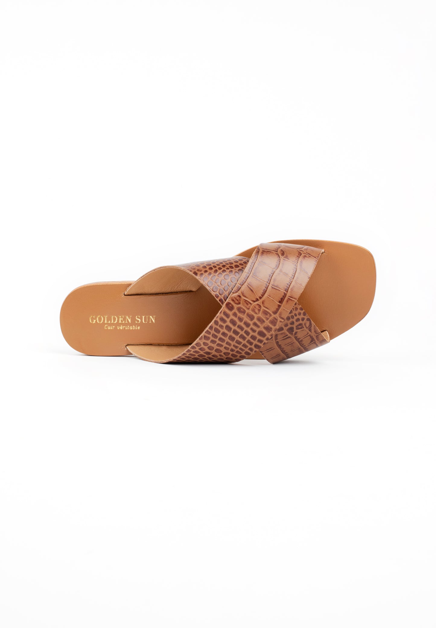 IRNES sandales en cuir tan croco