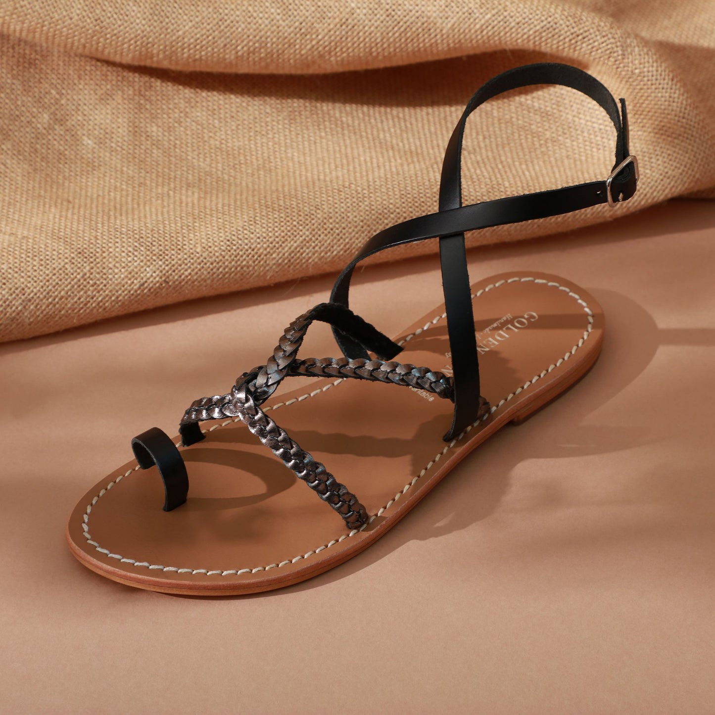 WIHAKAYDA sandales en cuir black + pewter