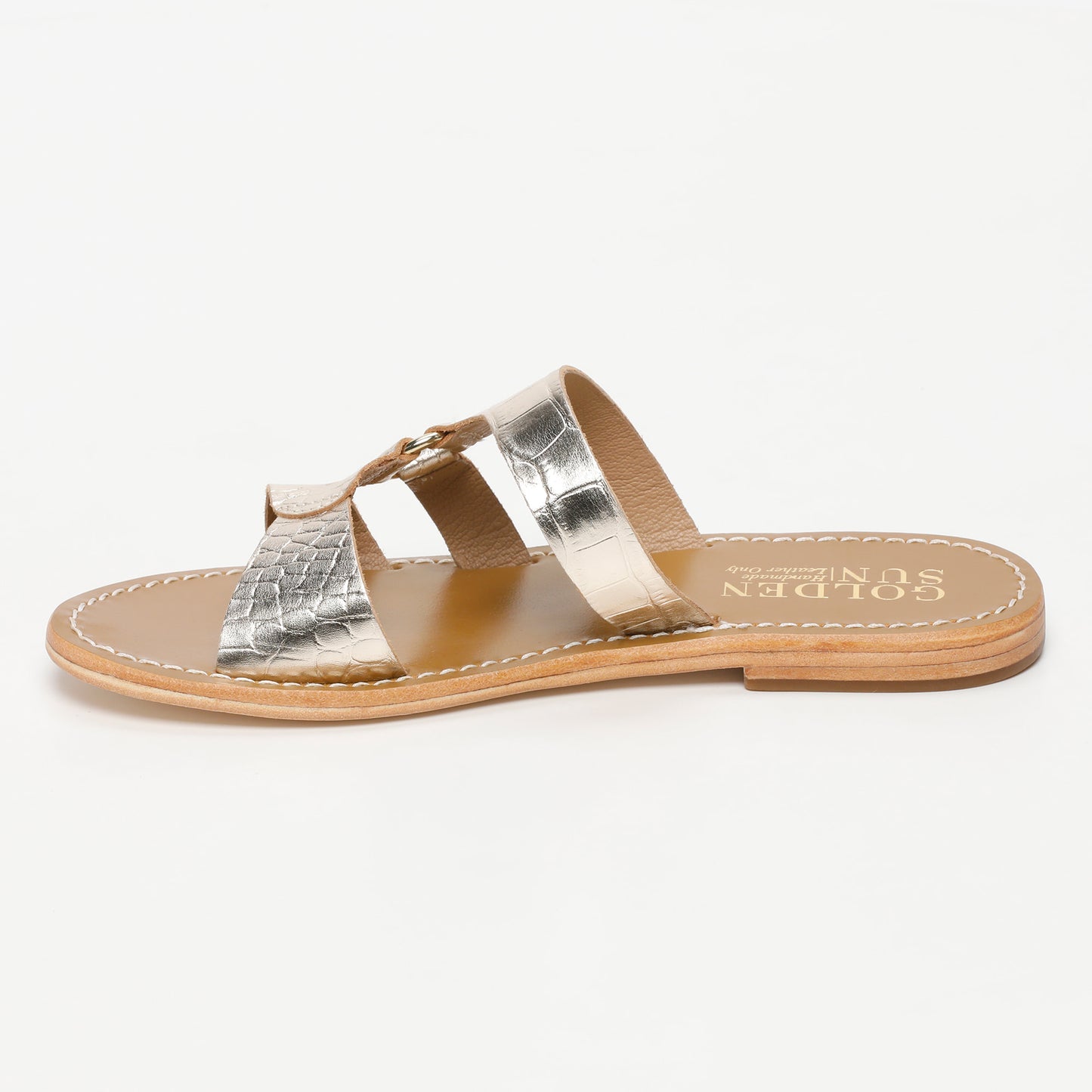 IRPIN sandales en cuir light gold croco
