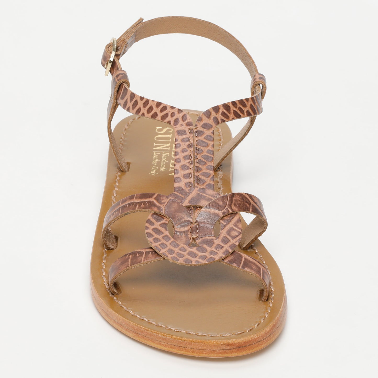 PISKY sandales en cuir tan croco