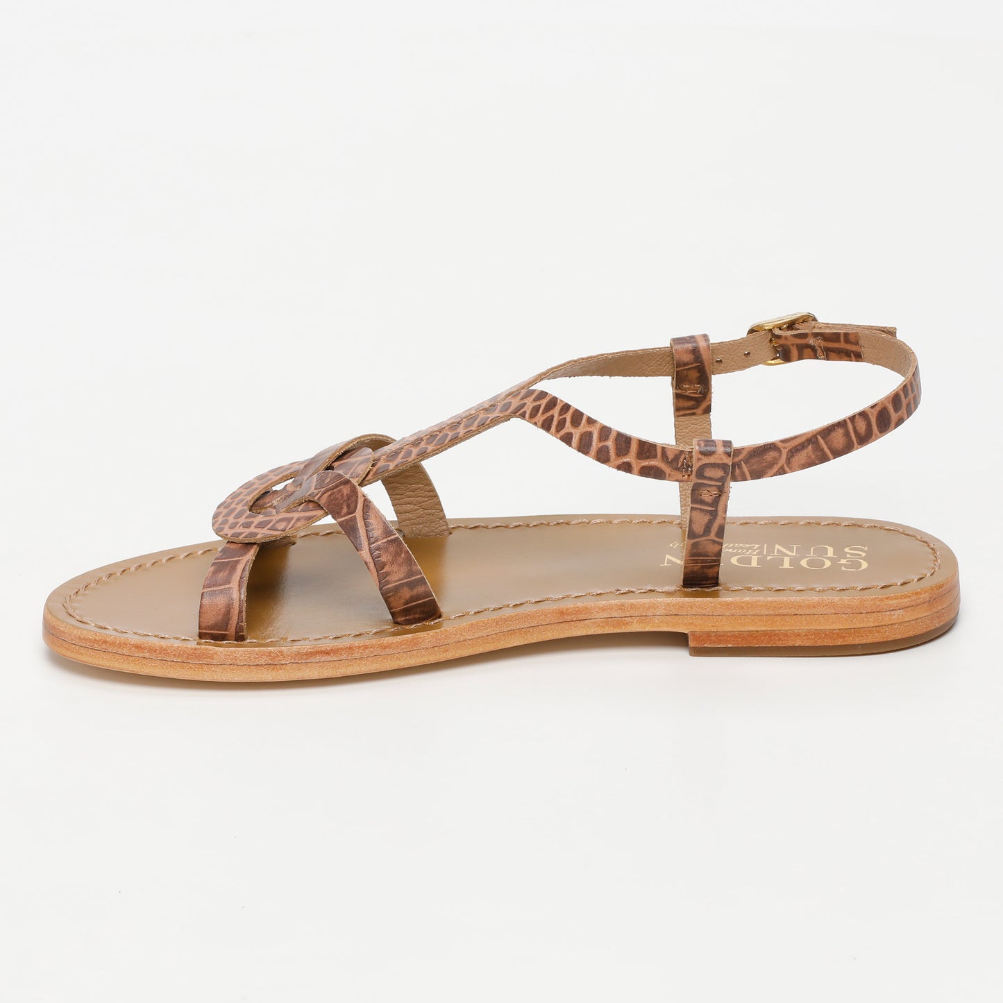 PISKY sandales en cuir tan croco