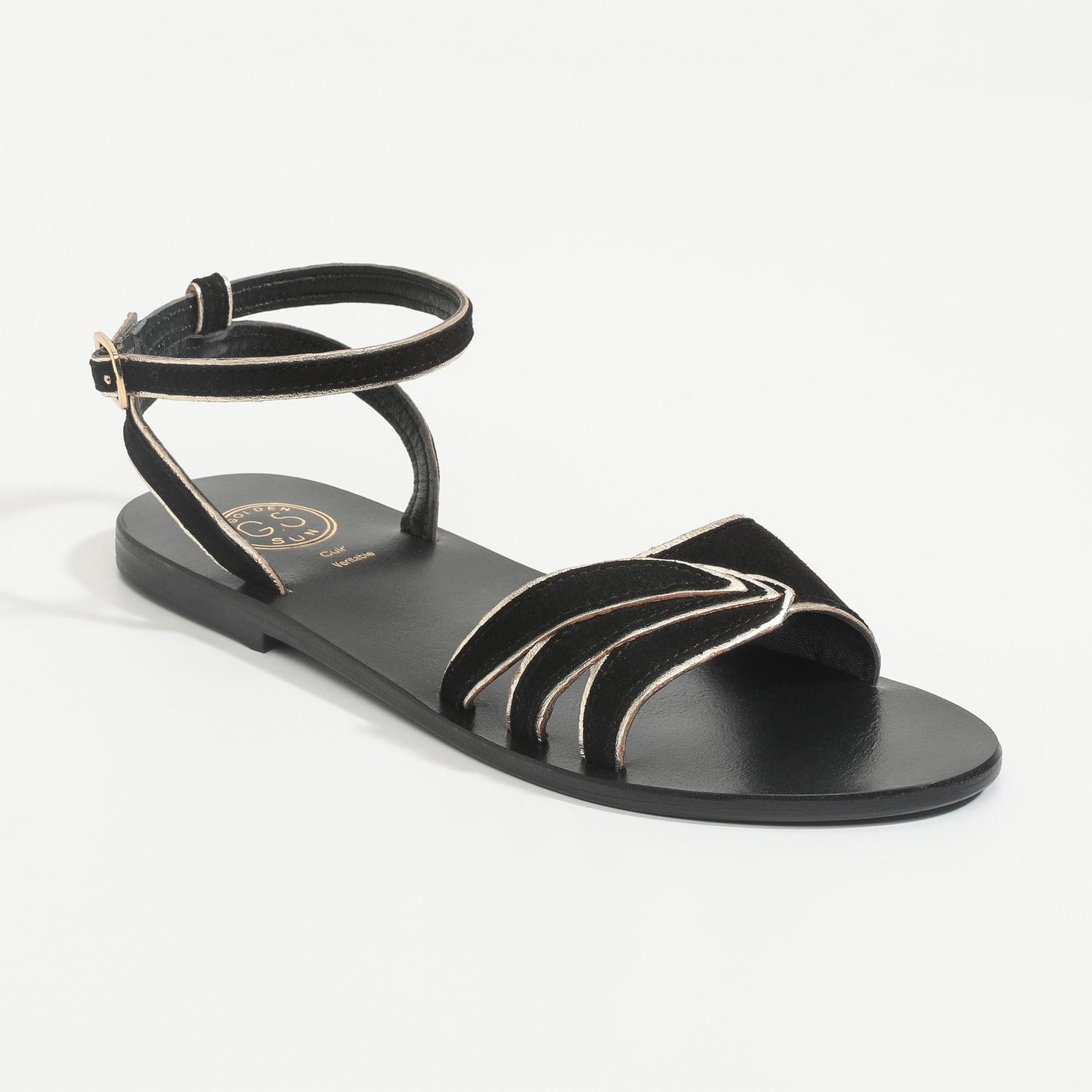 IOLA sandales en cuir black + gold