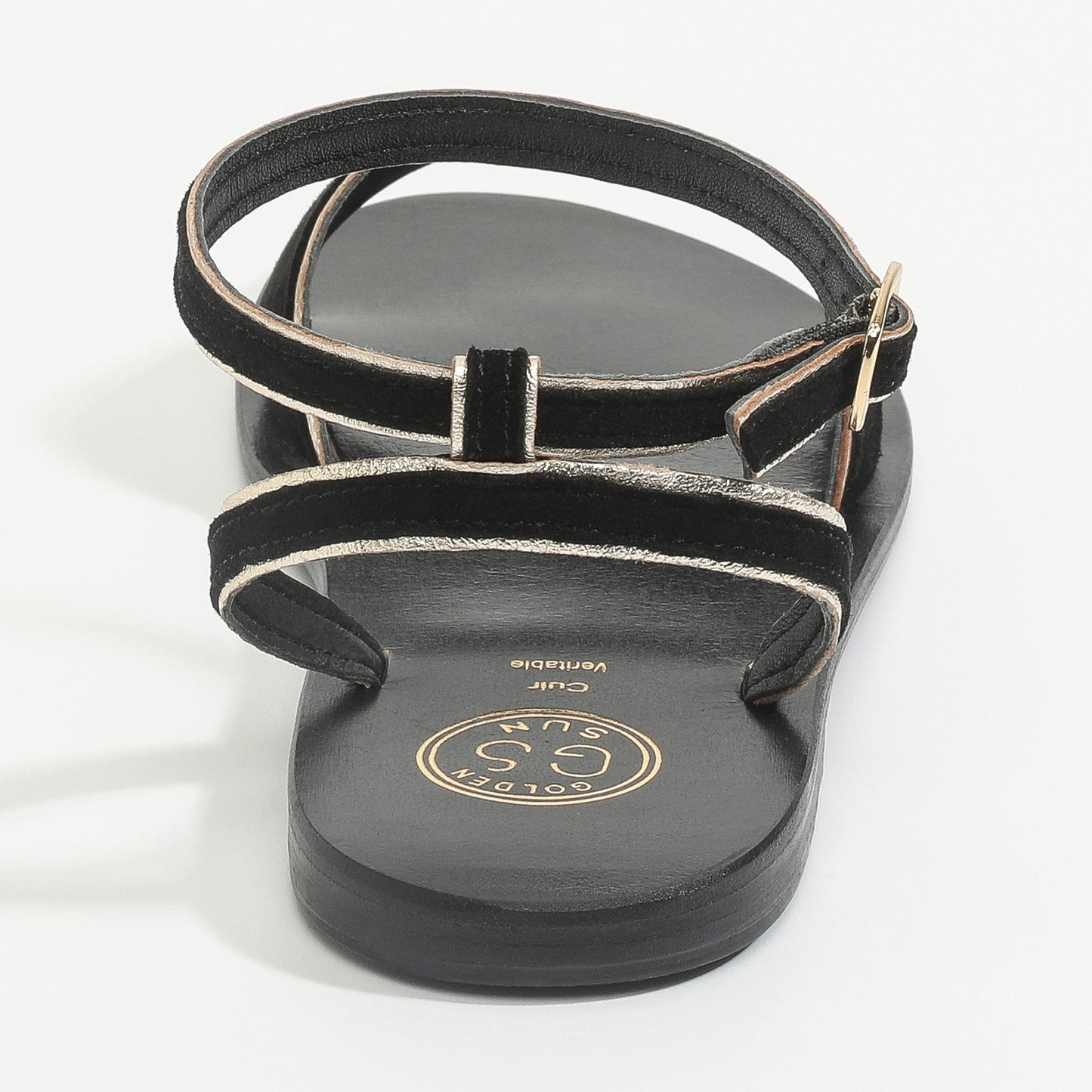 IOLA sandales en cuir black + gold