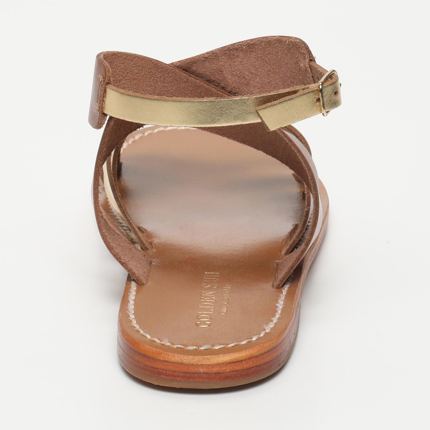 LEAH sandales en cuir dark gold + camel buff