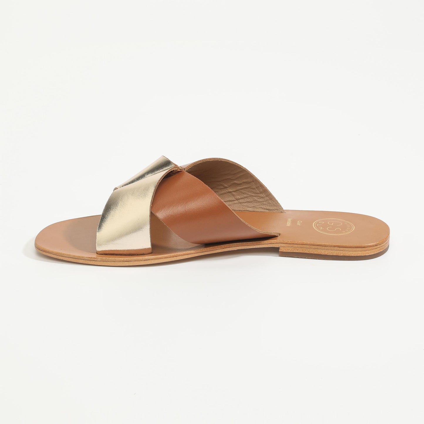 MADOKA sandales en cuir gold + camel