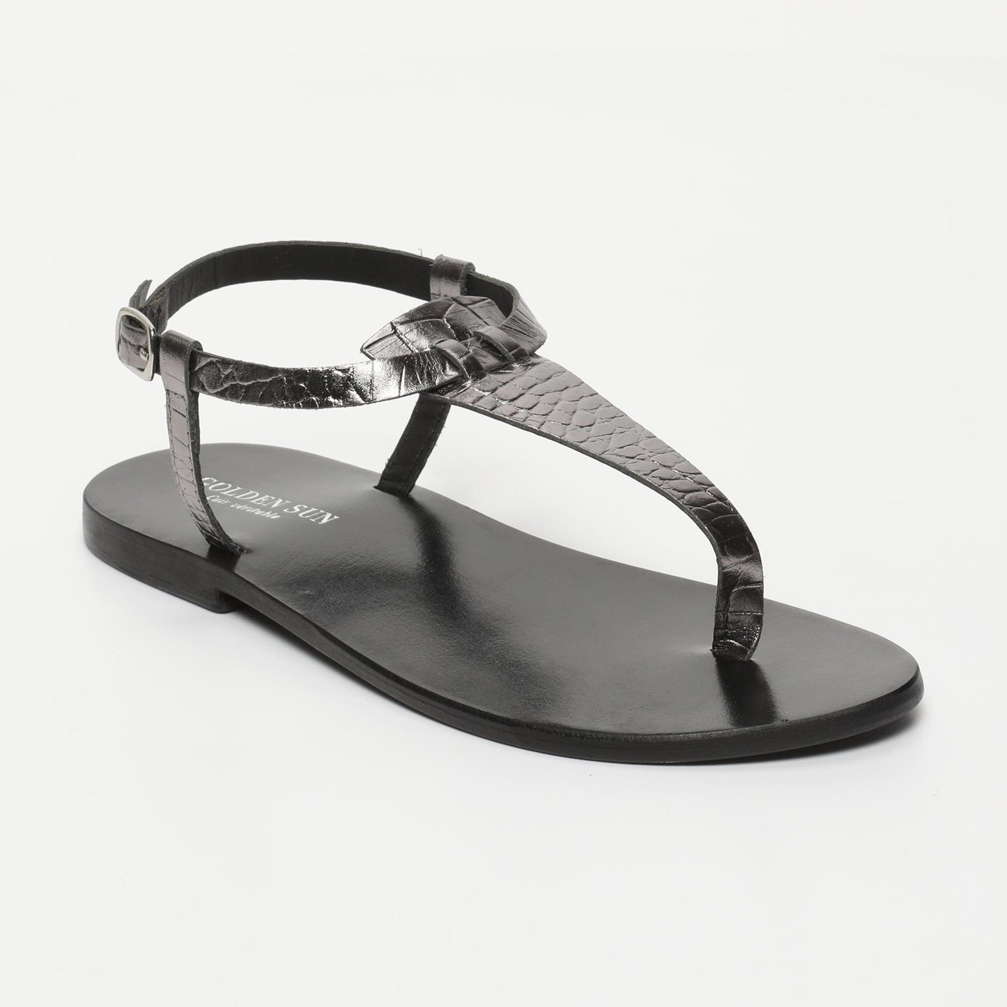 PALMETTO sandales en cuir pewter croco