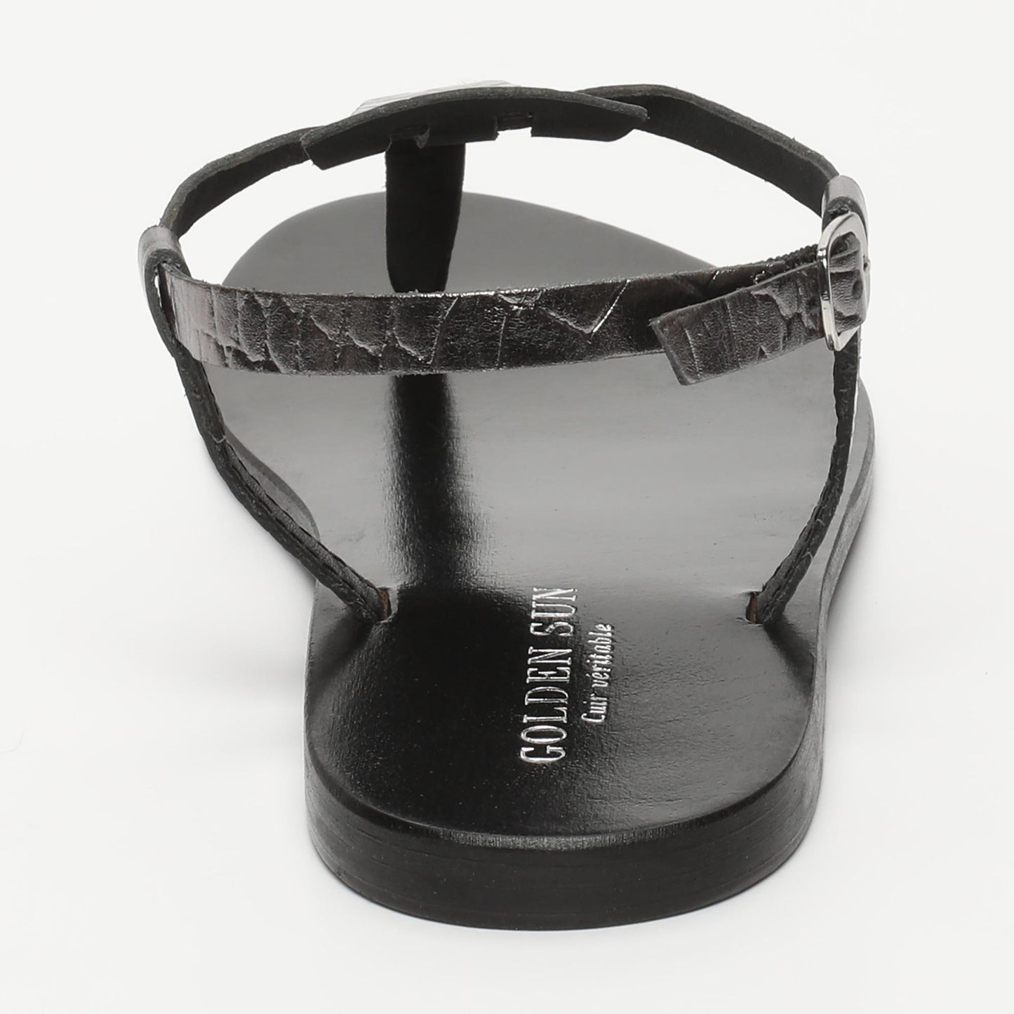 PALMETTO sandales en cuir pewter croco