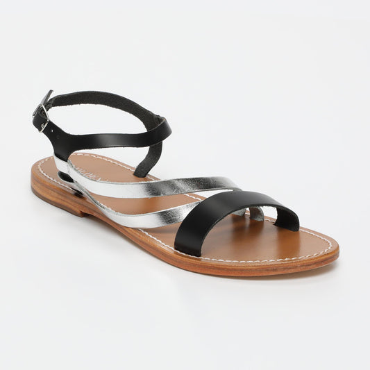 ADDISON sandales en cuir black + silver