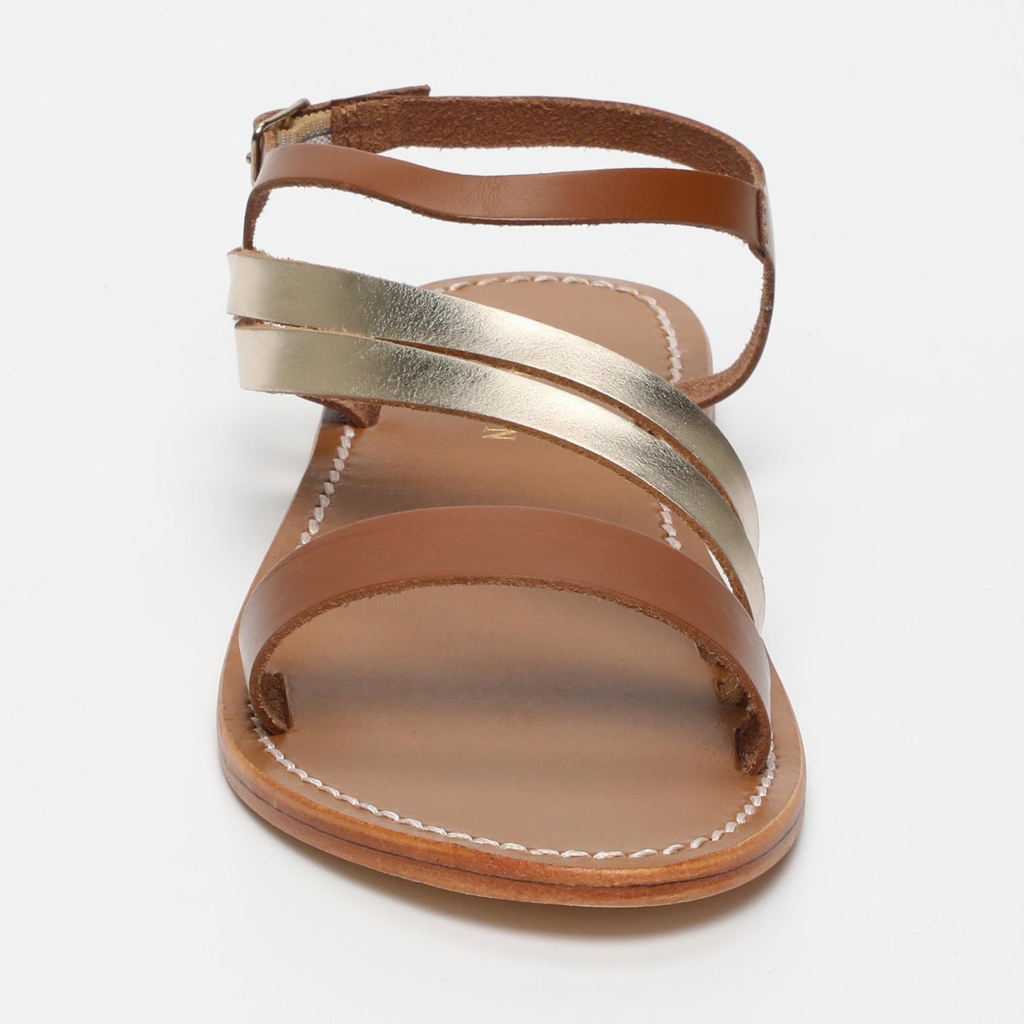 ADDISON sandales en cuir camel + gold