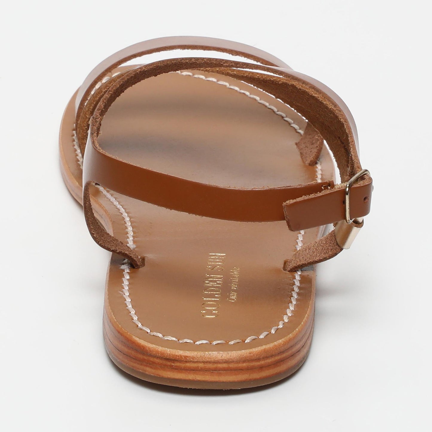 ADDISON sandales en cuir camel + gold