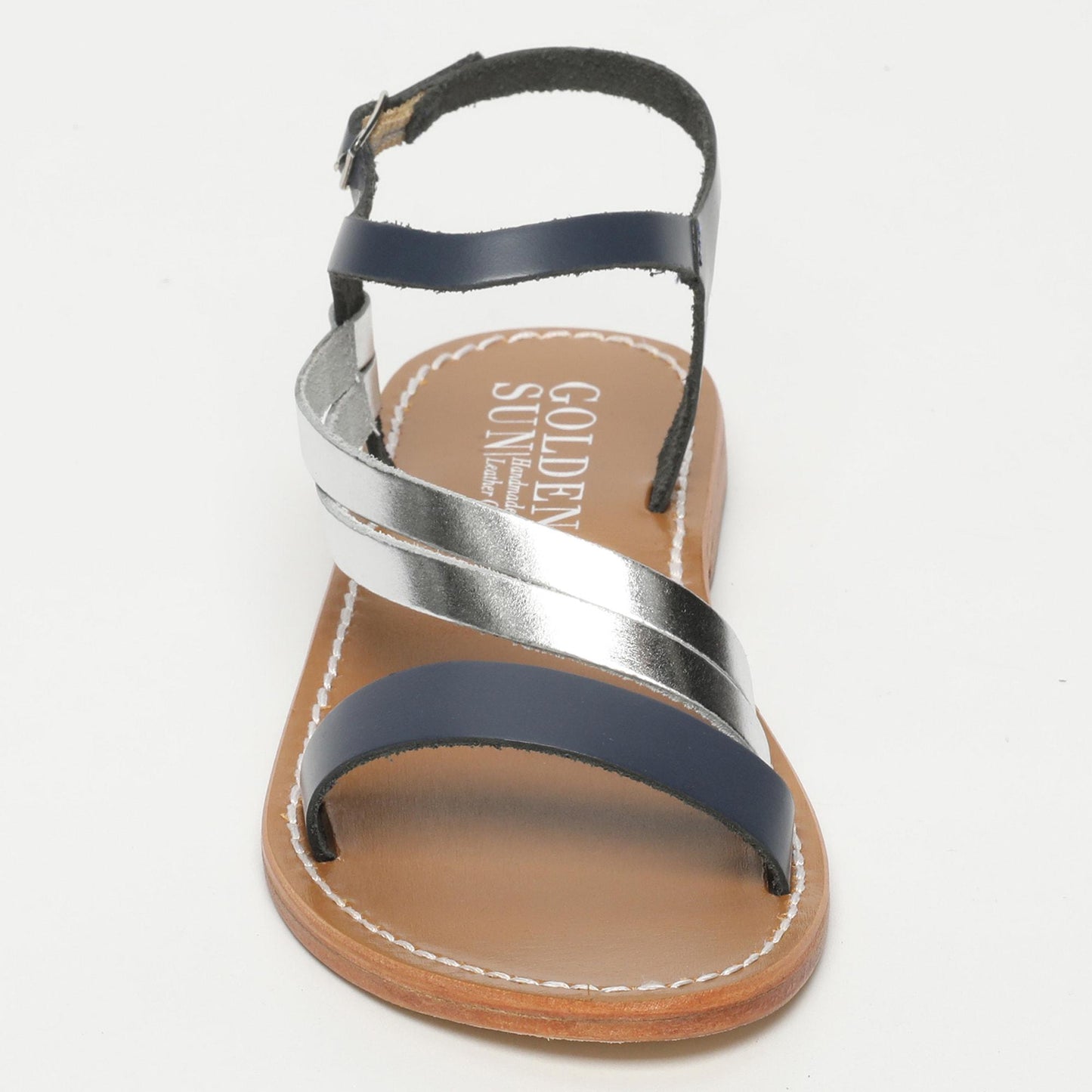 ADDISON sandales en cuir navy + silver
