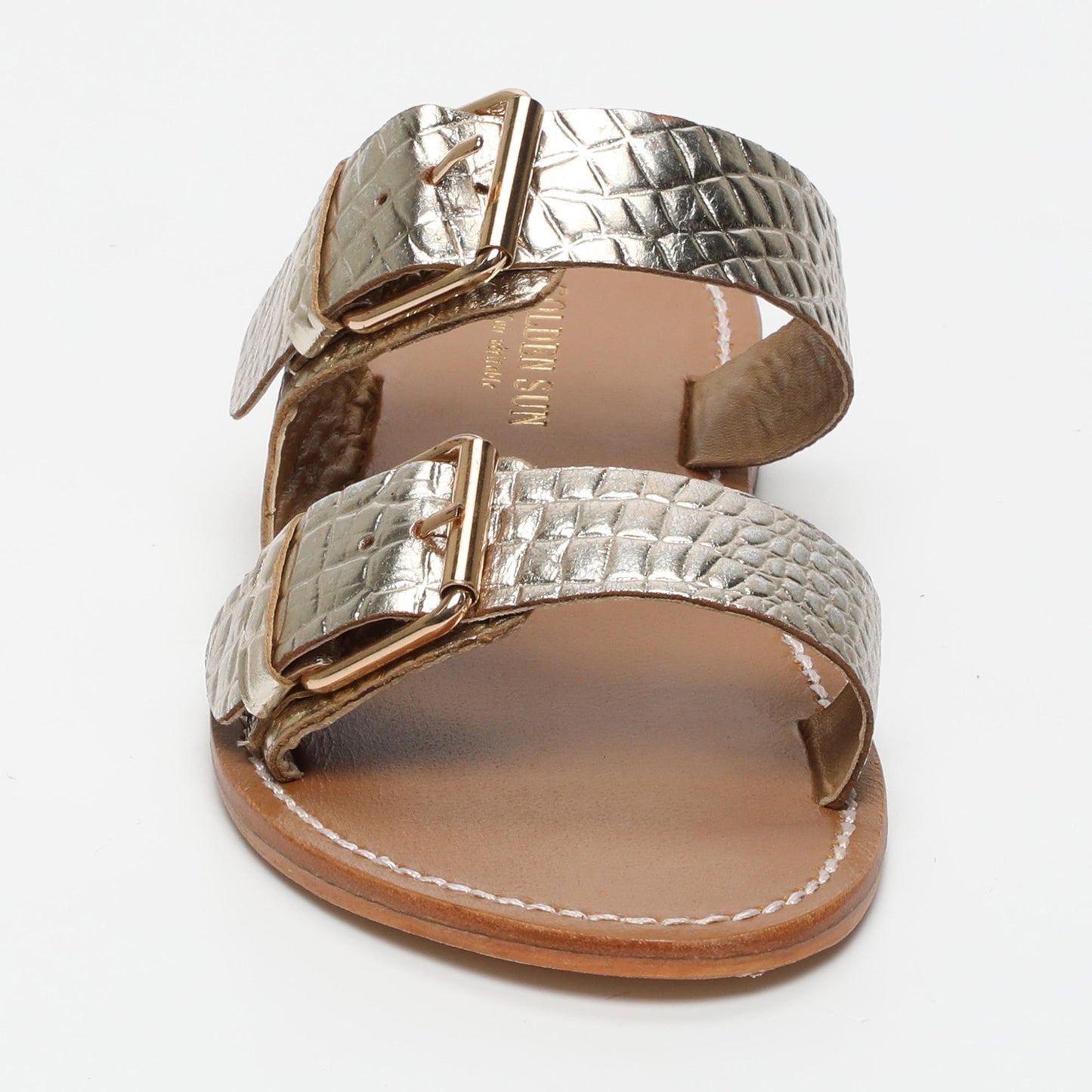 ANCOLIE sandales en cuir lt gold croco