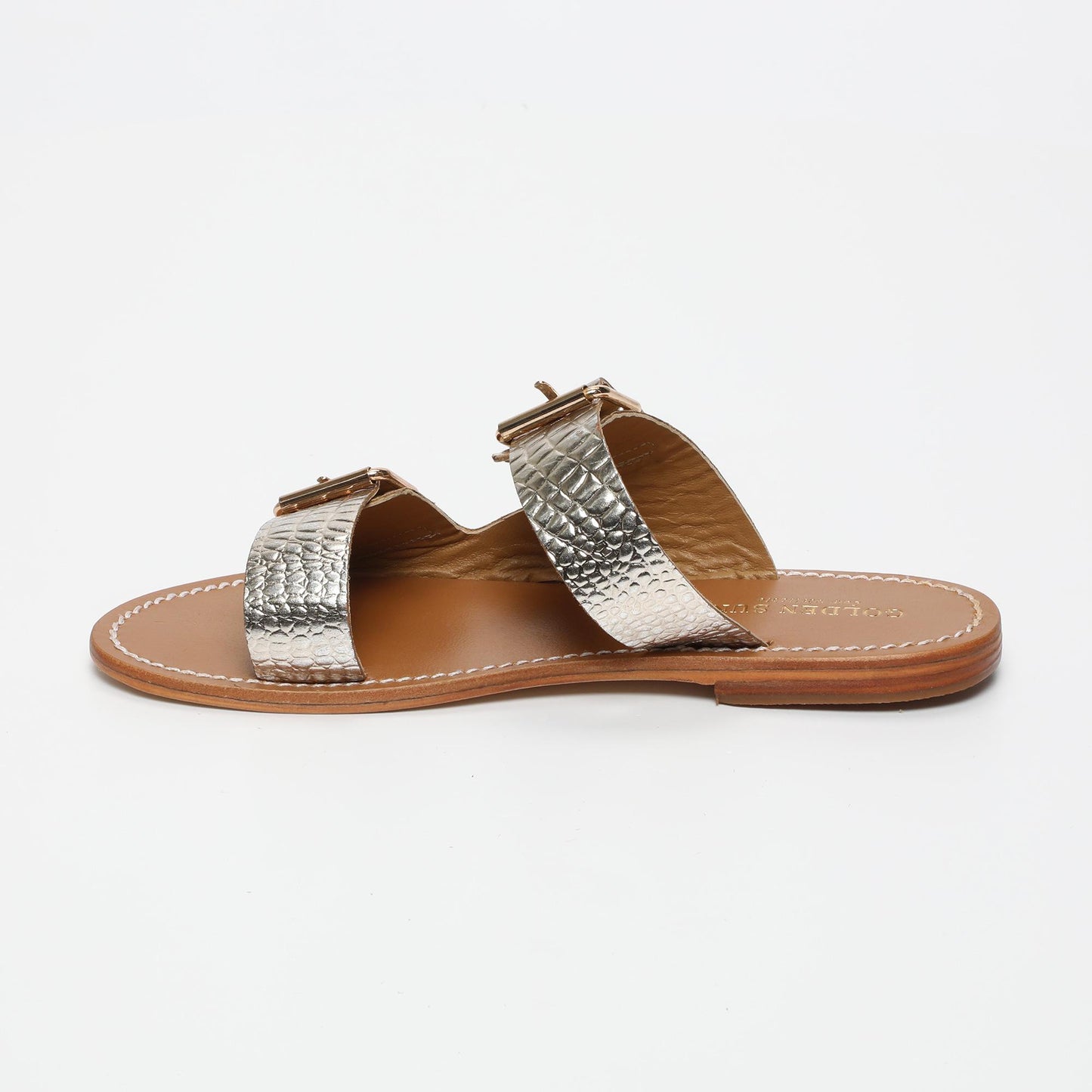 ANCOLIE sandales en cuir lt gold croco