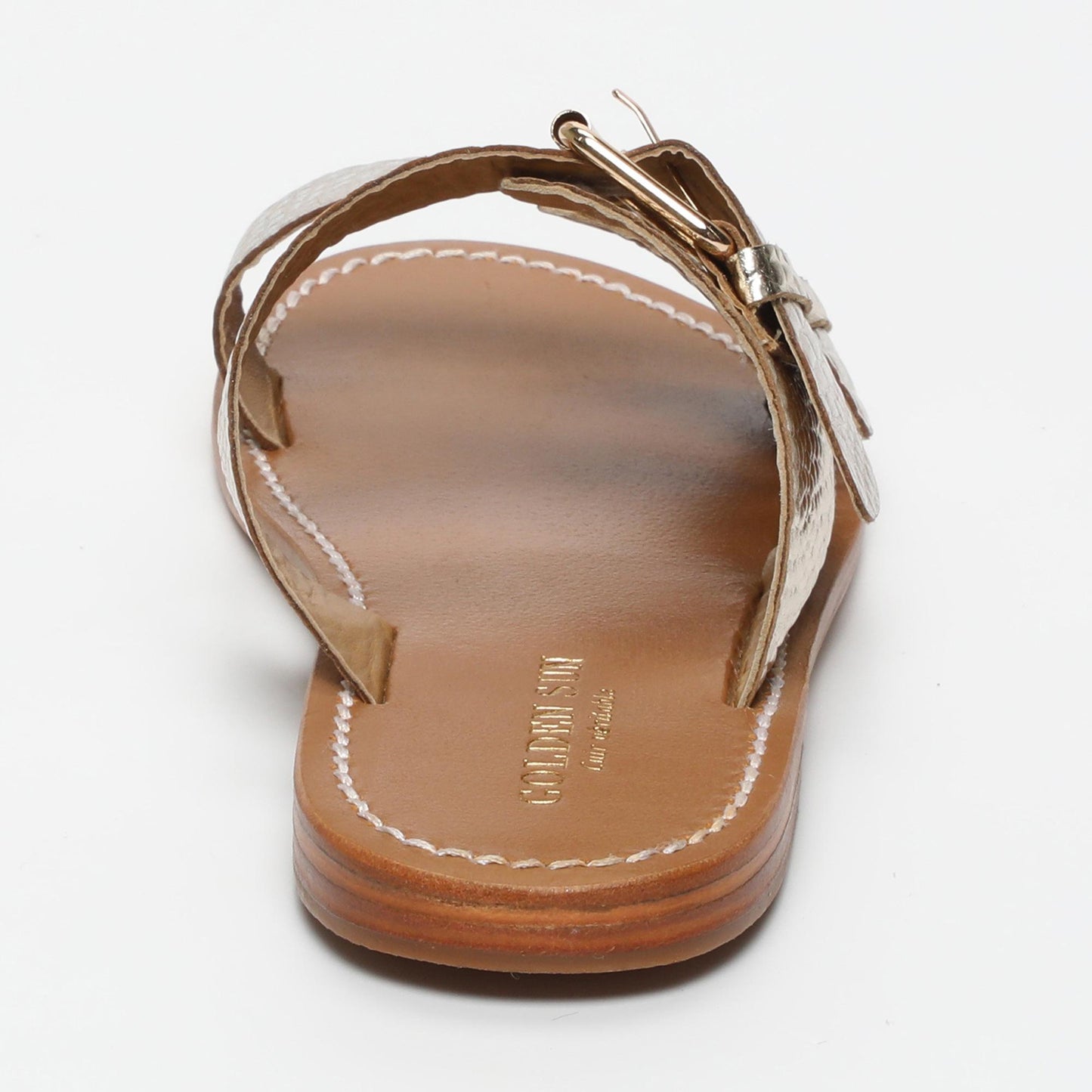 ANCOLIE sandales en cuir lt gold croco