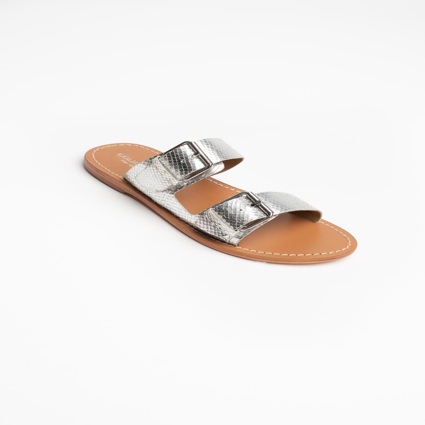 ANCOLIE sandales en cuir silver snake