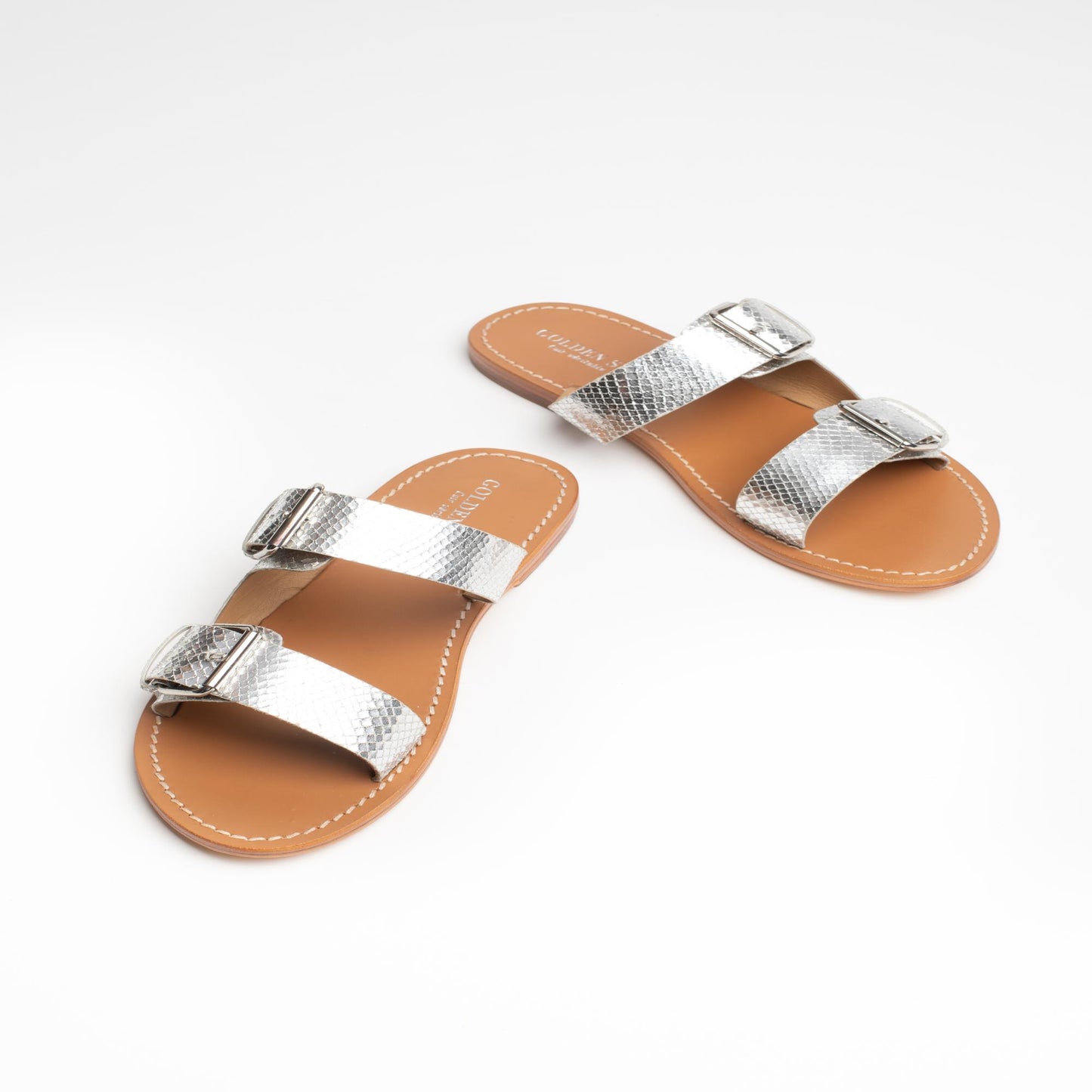 ANCOLIE sandales en cuir silver snake