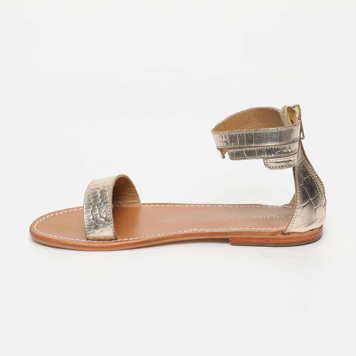 ASTER sandales en cuir lt gold croco