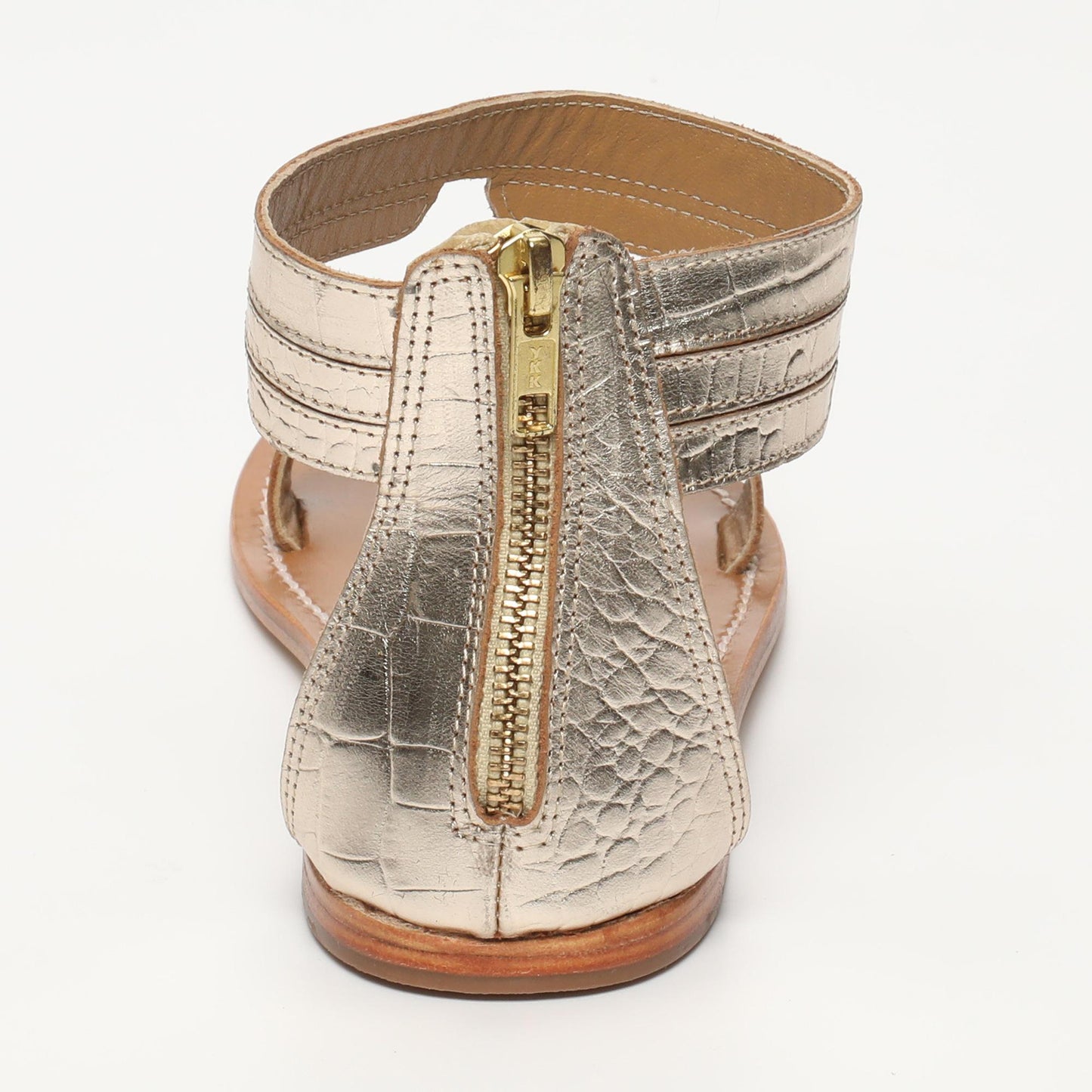 ASTER sandales en cuir lt gold croco