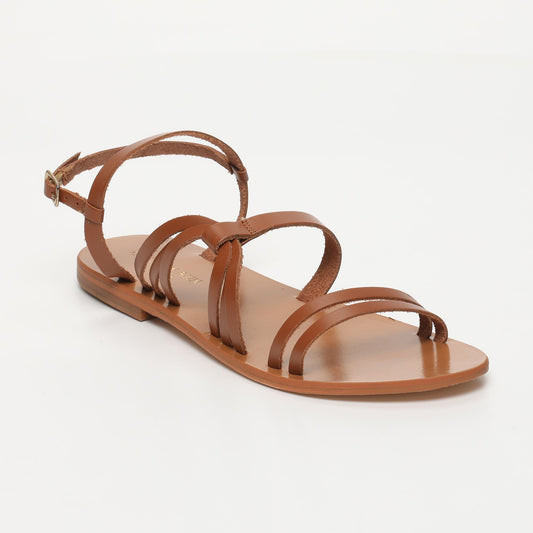 AUDREY sandales en cuir camel
