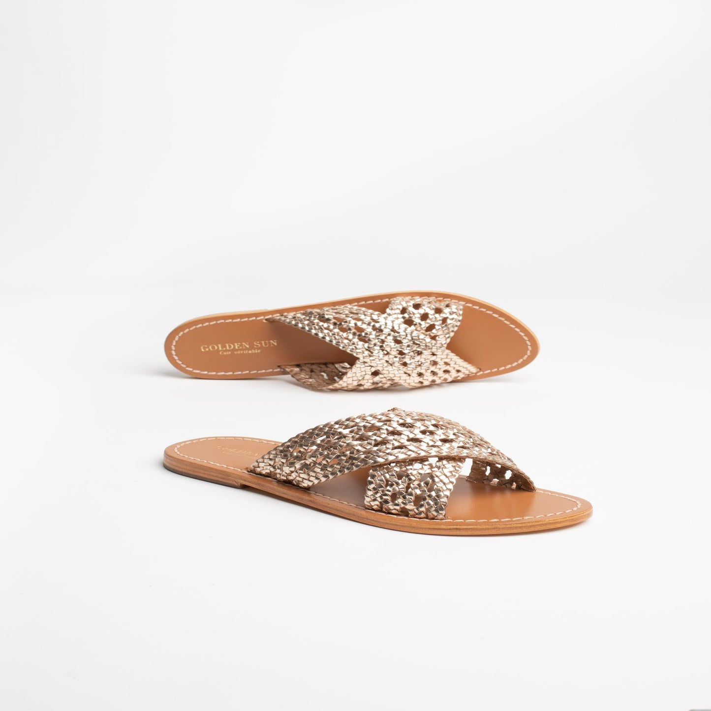 BAHARAK sandales en cuir gold