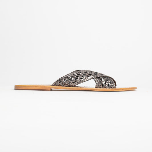 BAHARAK sandales en cuir pewter