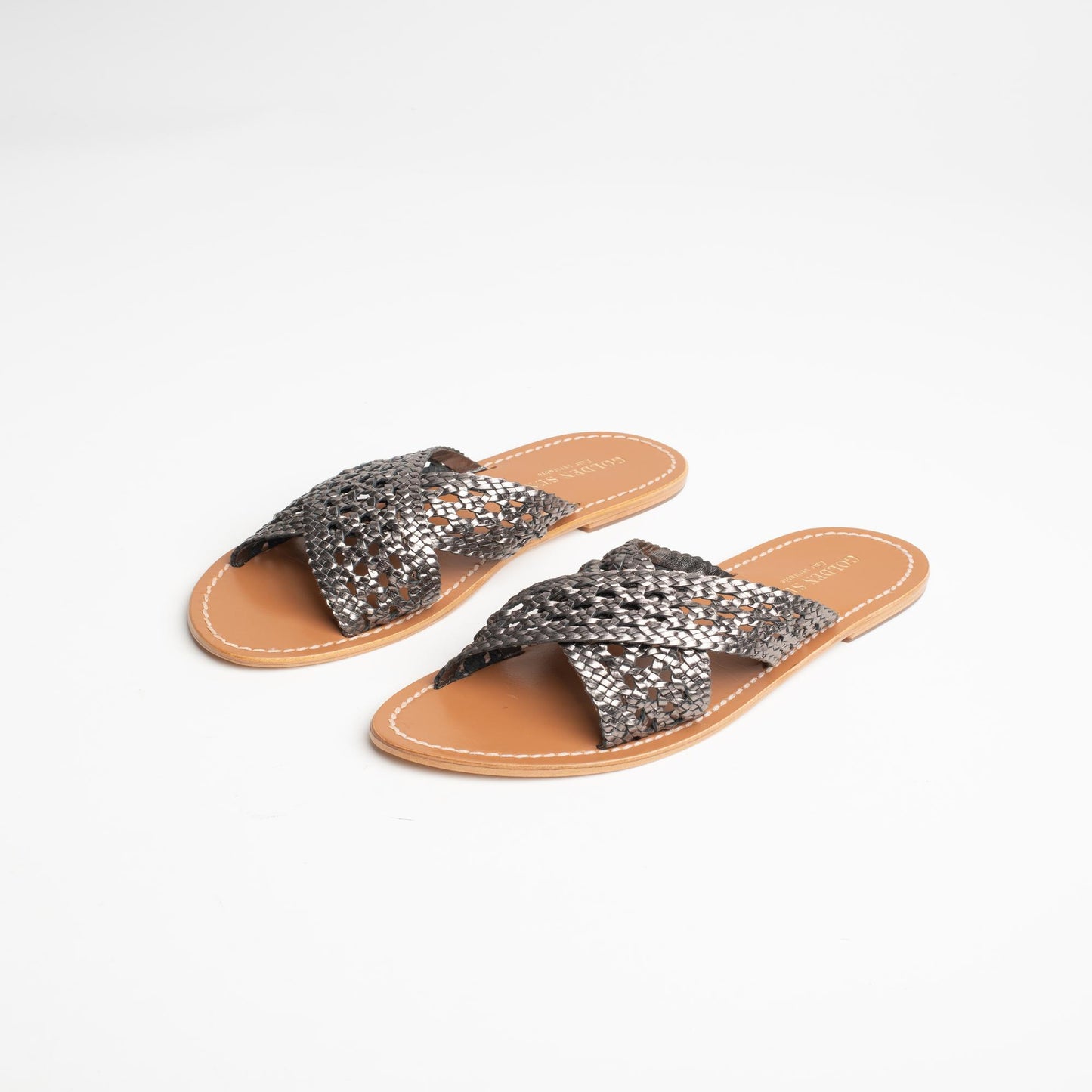 BAHARAK sandales en cuir pewter