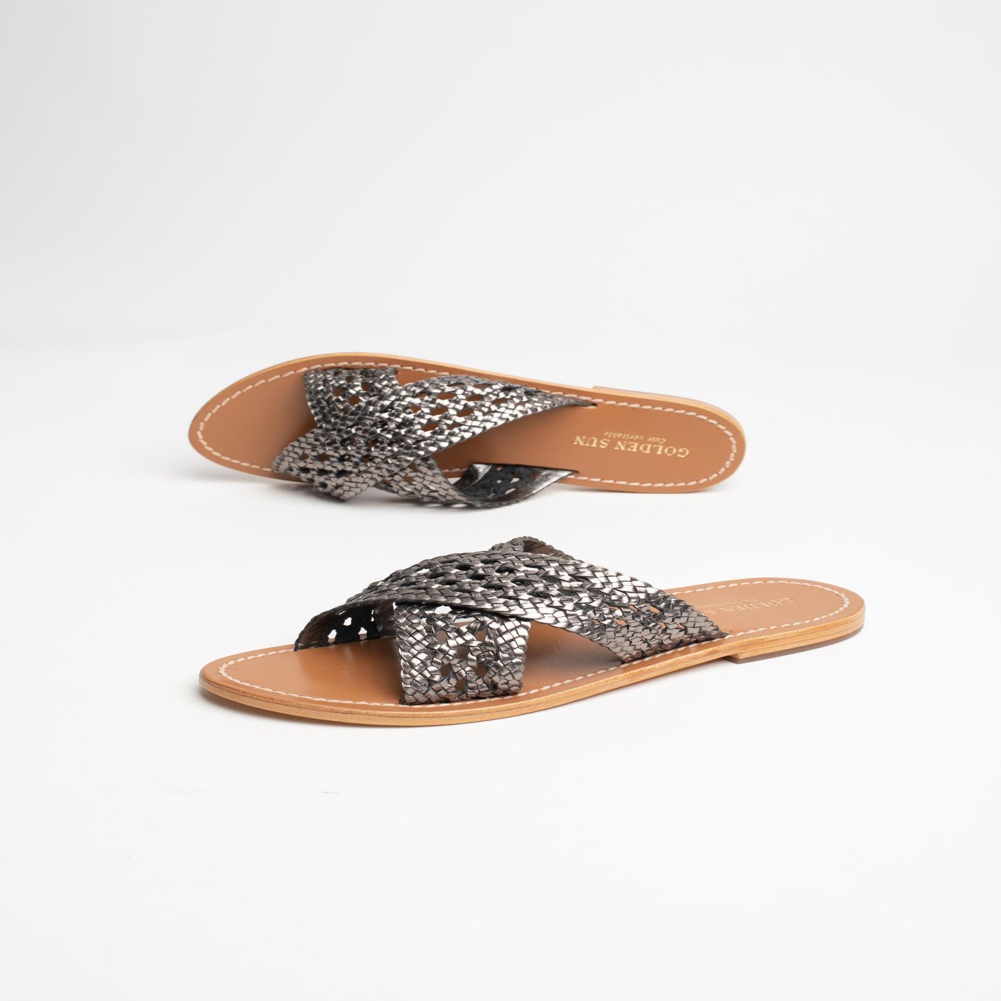 BAHARAK sandales en cuir pewter