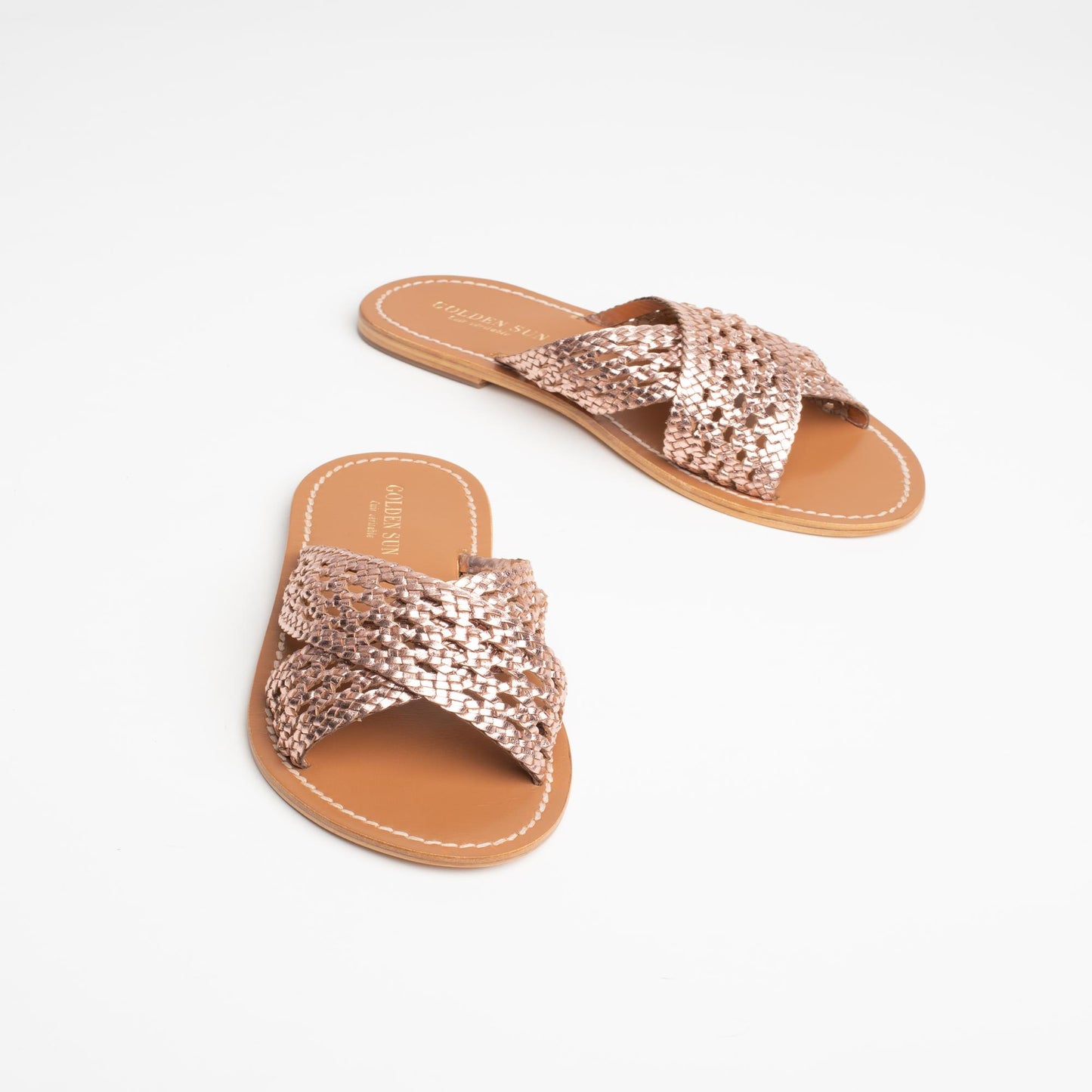 BAHARAK sandales en cuir rosegold