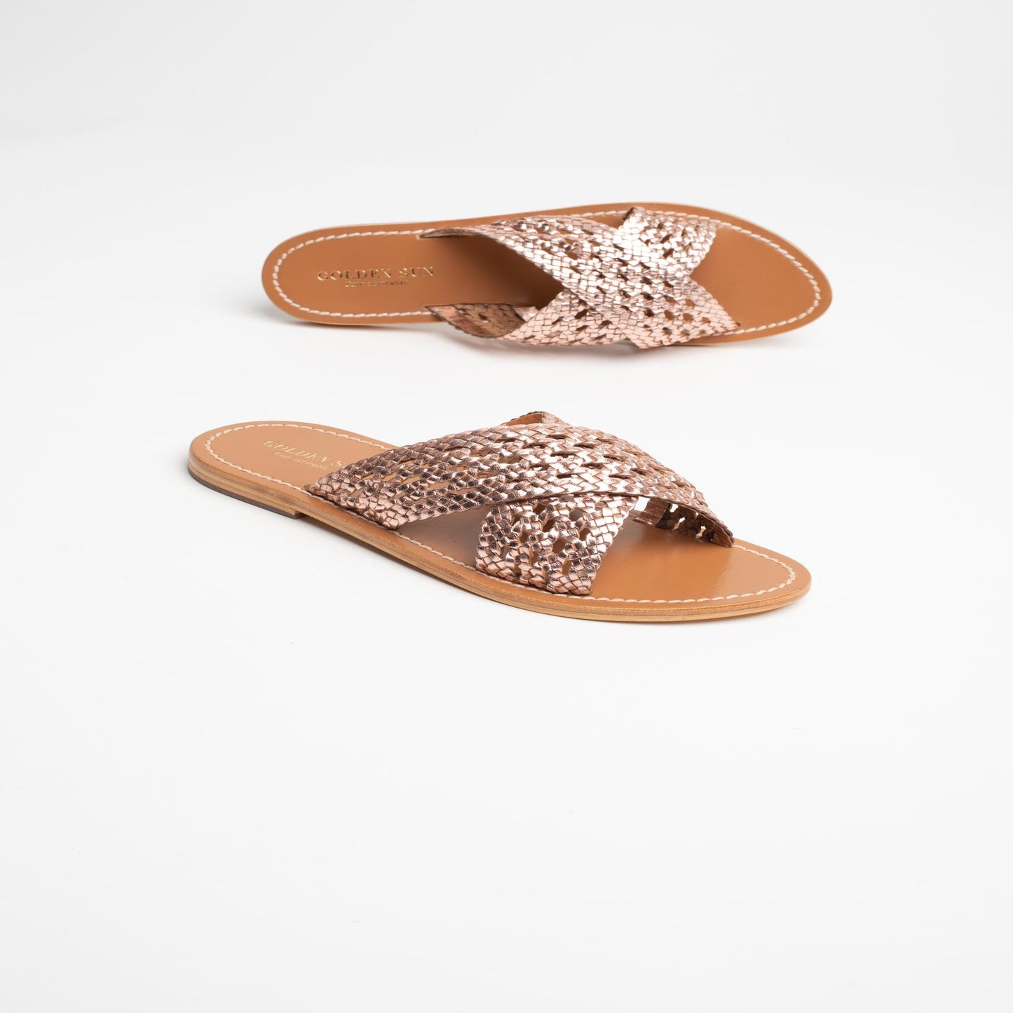 BAHARAK sandales en cuir rosegold