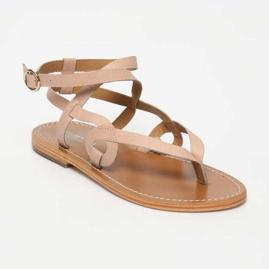 DASTAN sandales en cuir nude croco