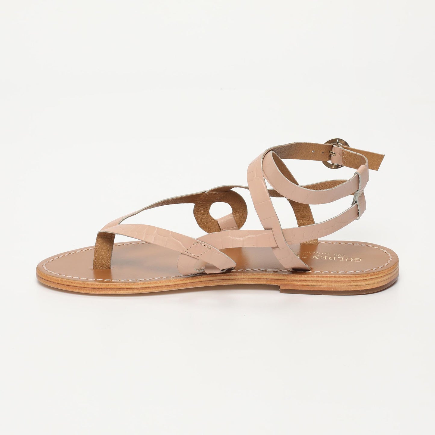 DASTAN sandales en cuir nude croco