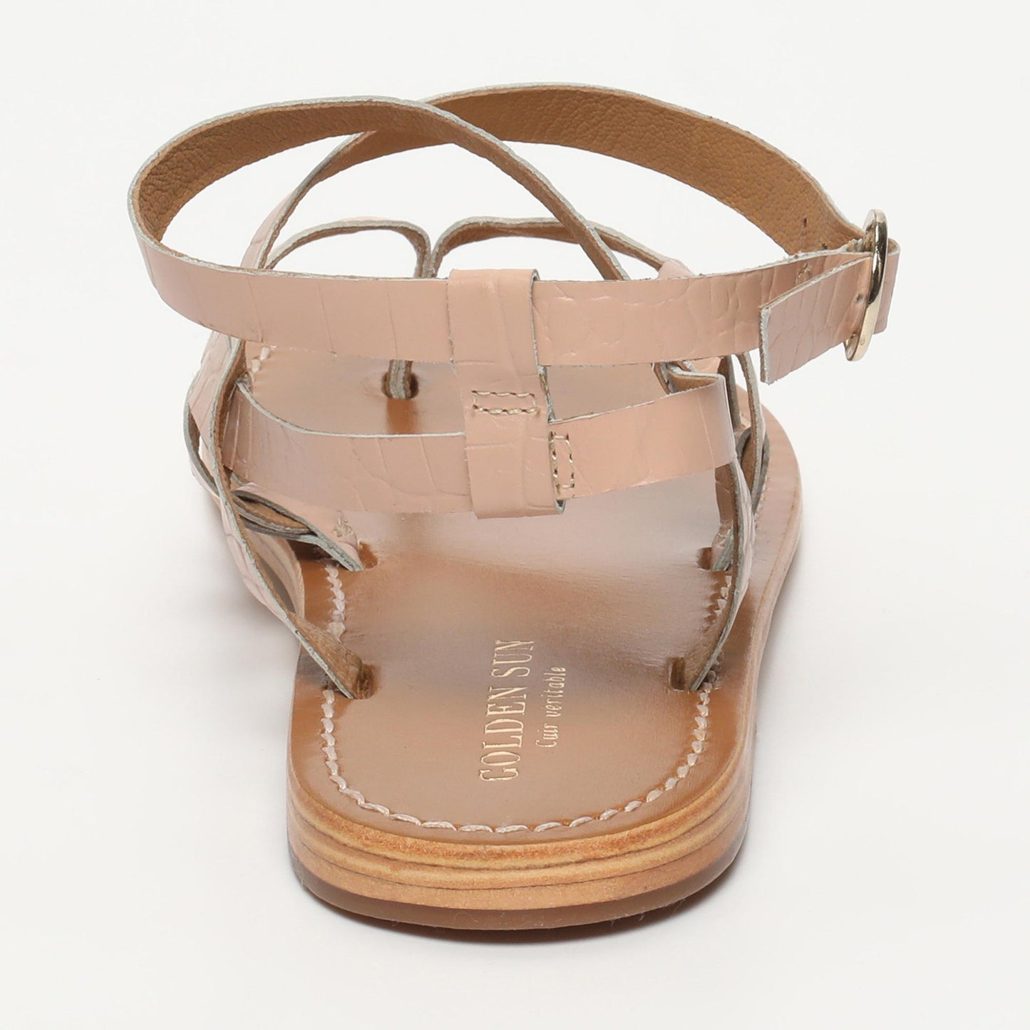DASTAN sandales en cuir nude croco
