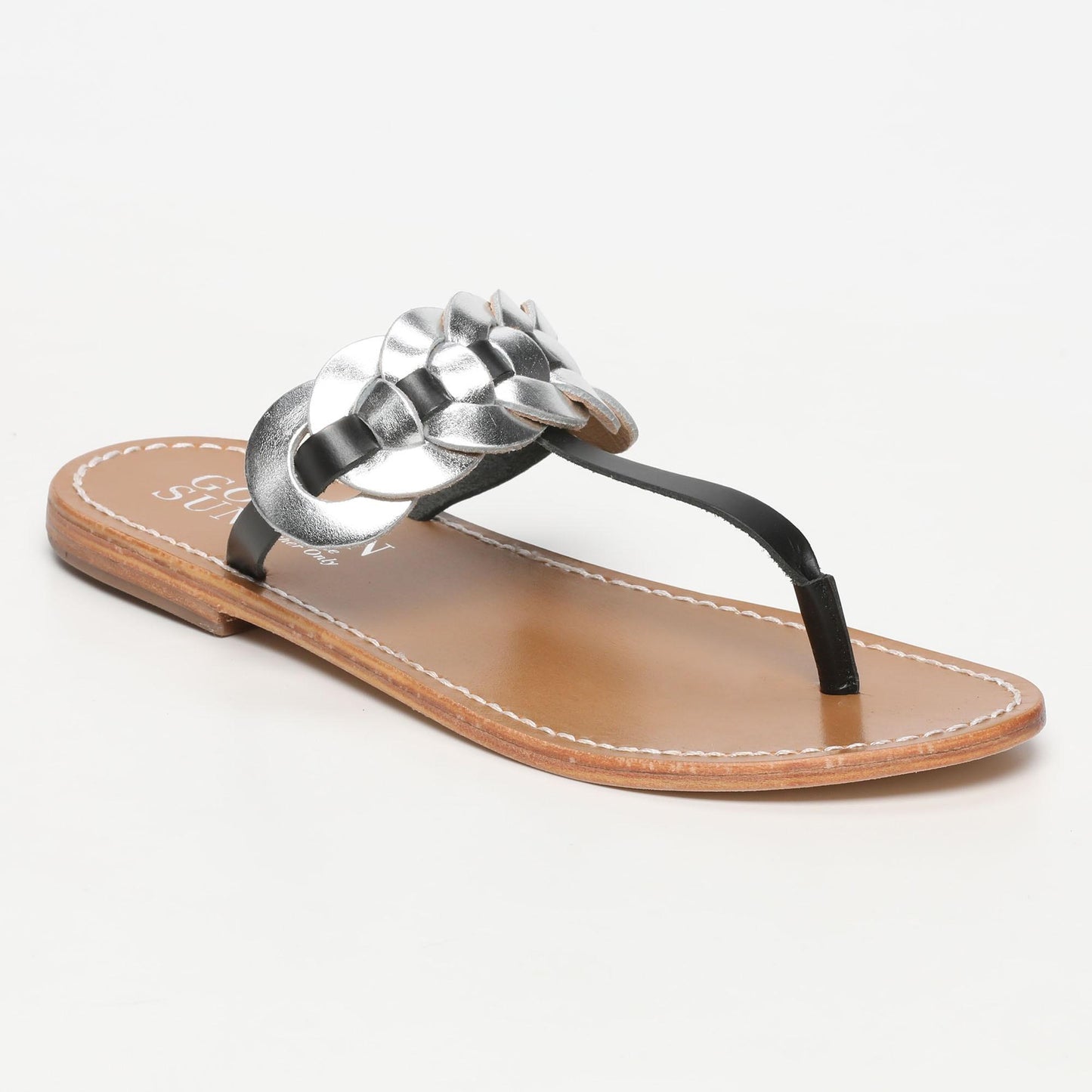 DORNELAS sandales en cuir black + silver