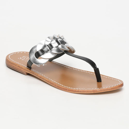 DORNELAS sandales en cuir black + silver