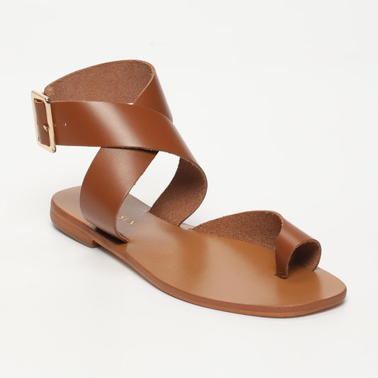 ELENA sandales en cuir camel