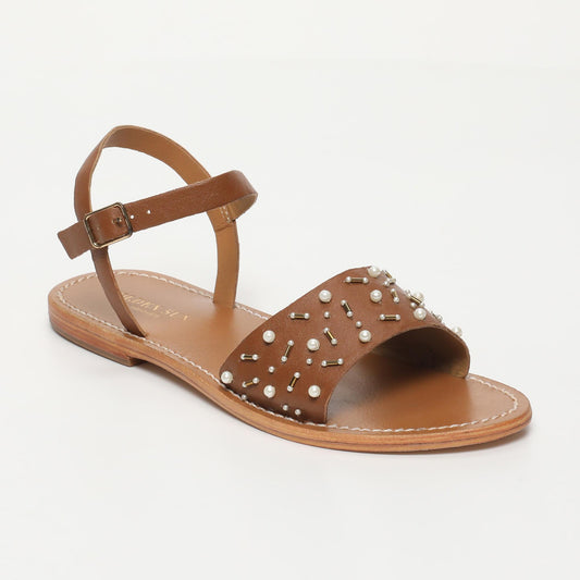 GENESIS sandales en cuir camel