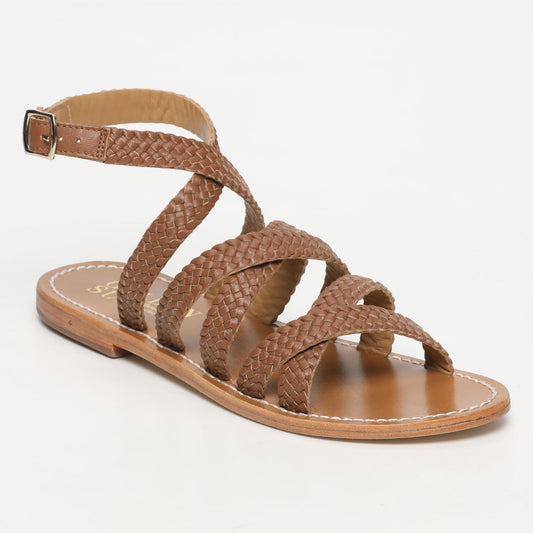 GROVELAS sandales en cuir camel